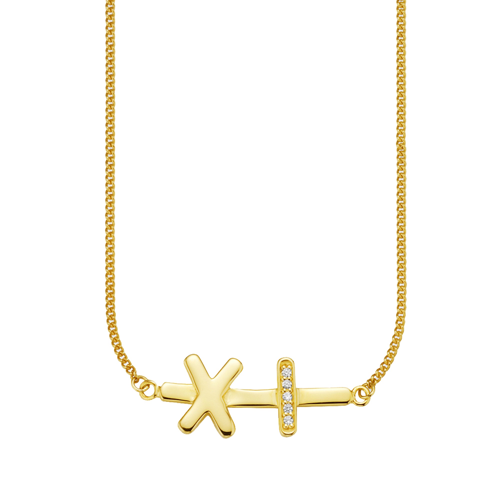 CAÏ Collier »925/- Sterling Silber vergoldet Zirkonia Kreuz«, Collier