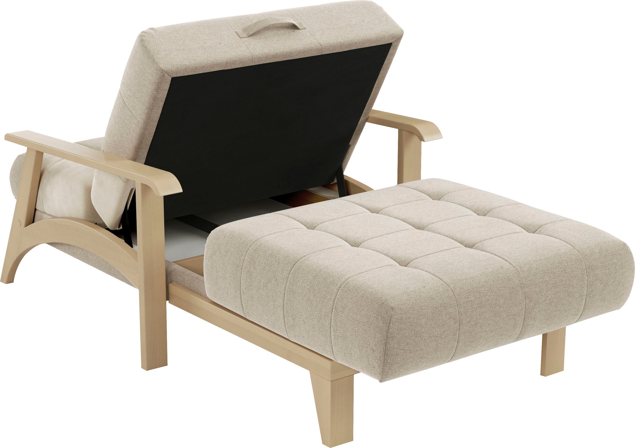 sit&more Recamiere »Billund«, Armlehnen aus Buchenholz in natur, verschiedene Bezüge und Farben
