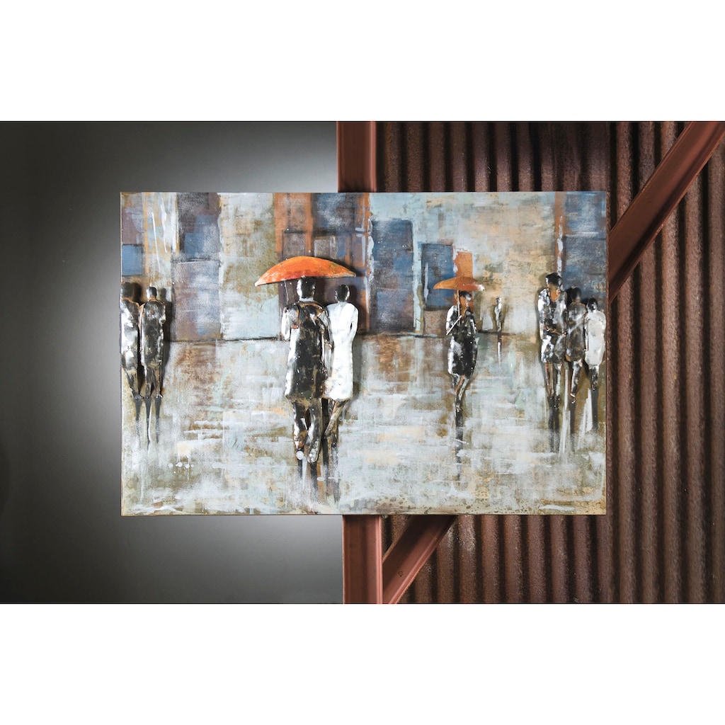 GILDE GALLERY Metallbild »Kunstobjekt Rainy Day«, Menschen, (1 St.)