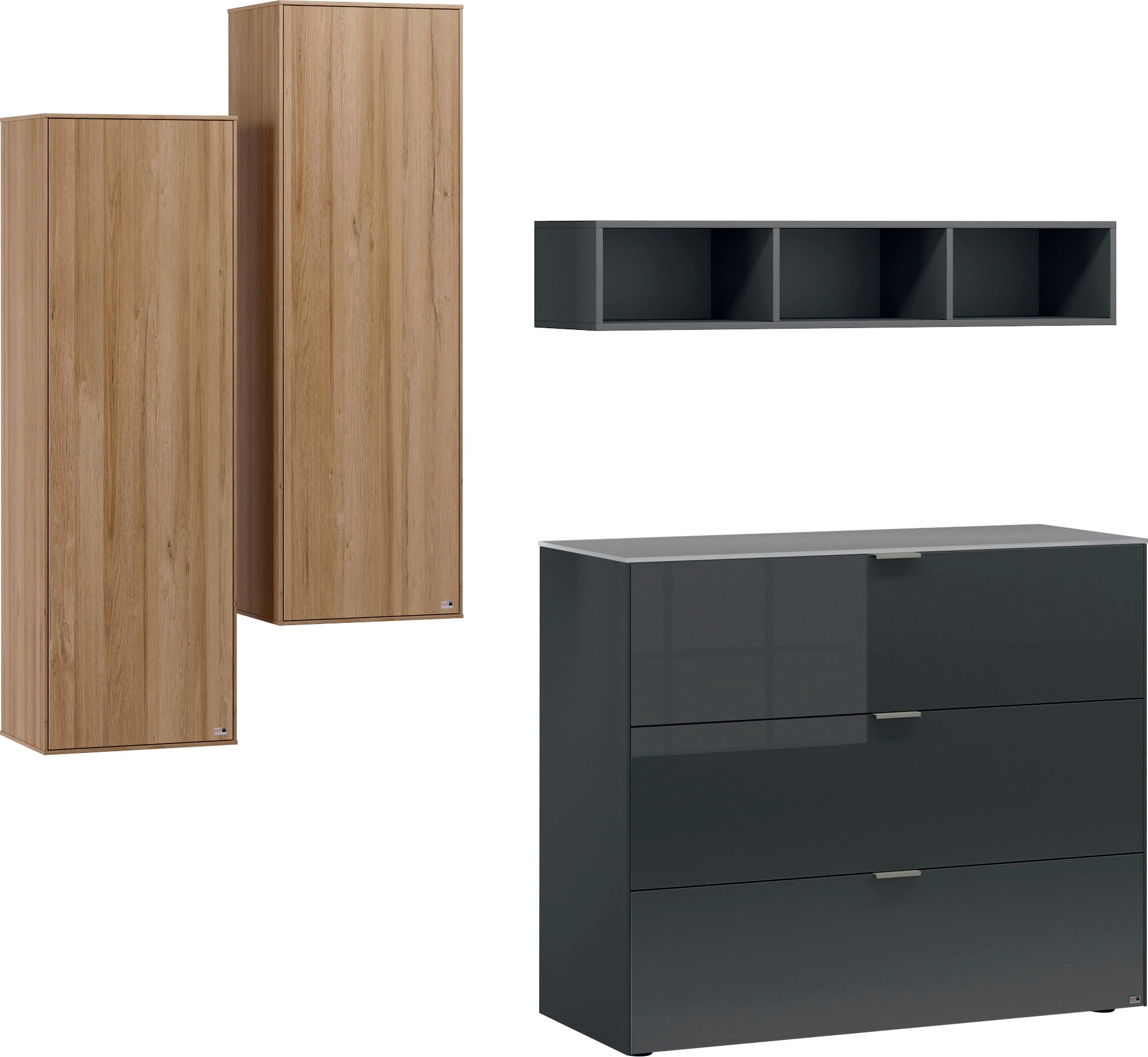 set one by Musterring Wohnzimmer-Set »Chicago«, (Set, 4 St.), mit offenem Regal