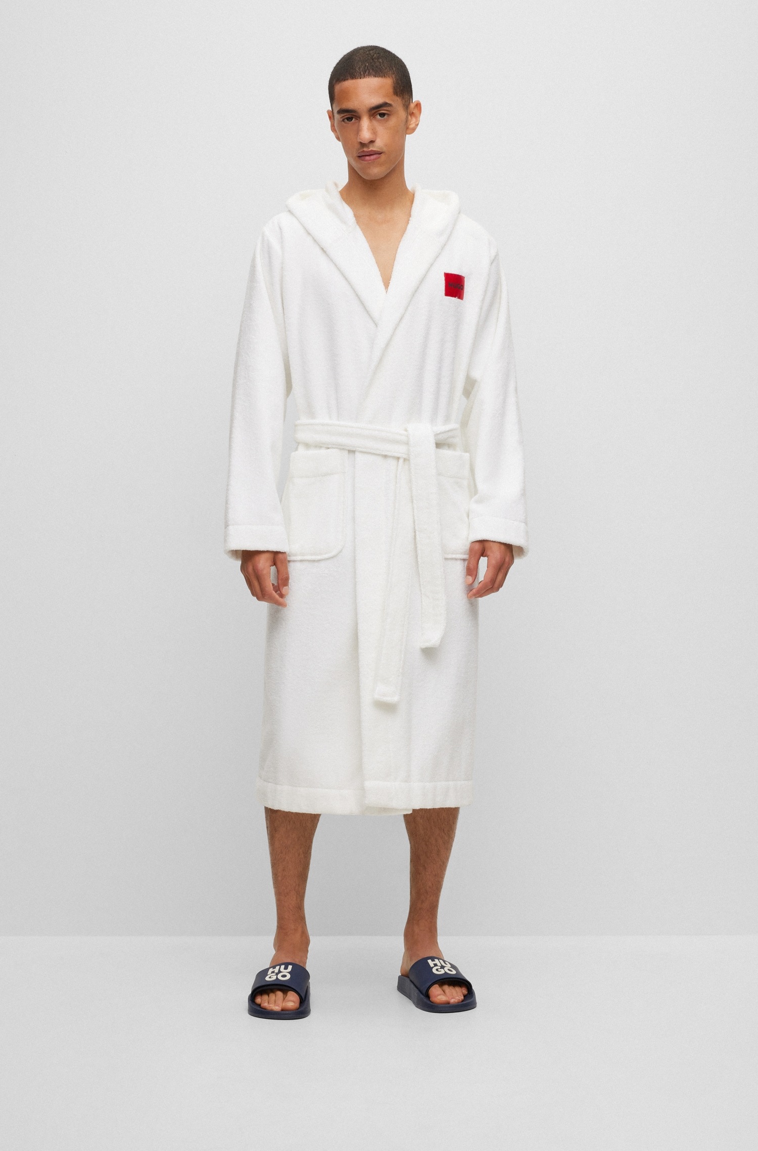 Bademantel kontrastfarbenen Logo Hooded«, HUGO & im Gown »Terry Kapuze mit OTTO-Shop
