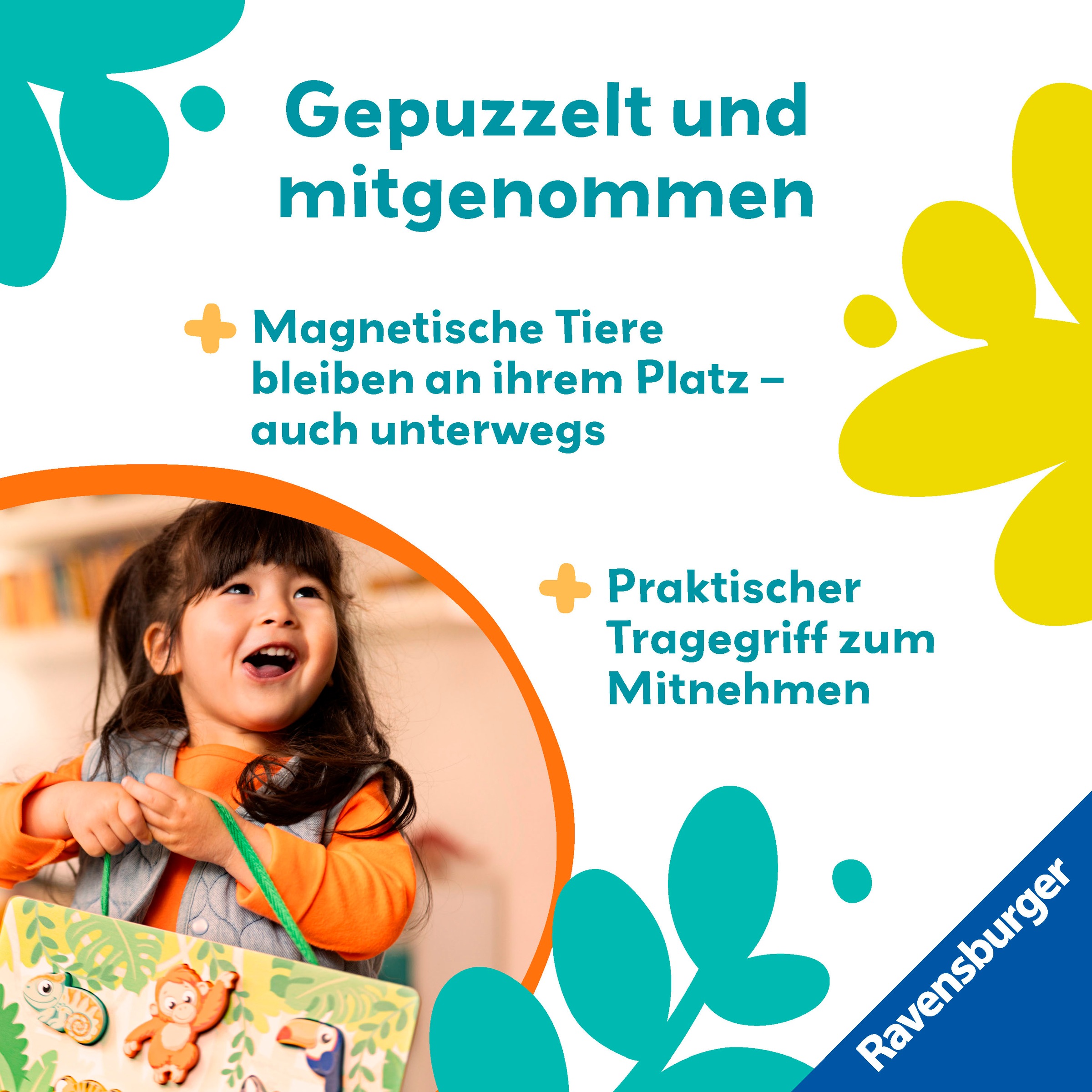 Ravensburger Puzzle »Play+ Magnetisches Holz-Fühl-Puzzle: Dschungel«