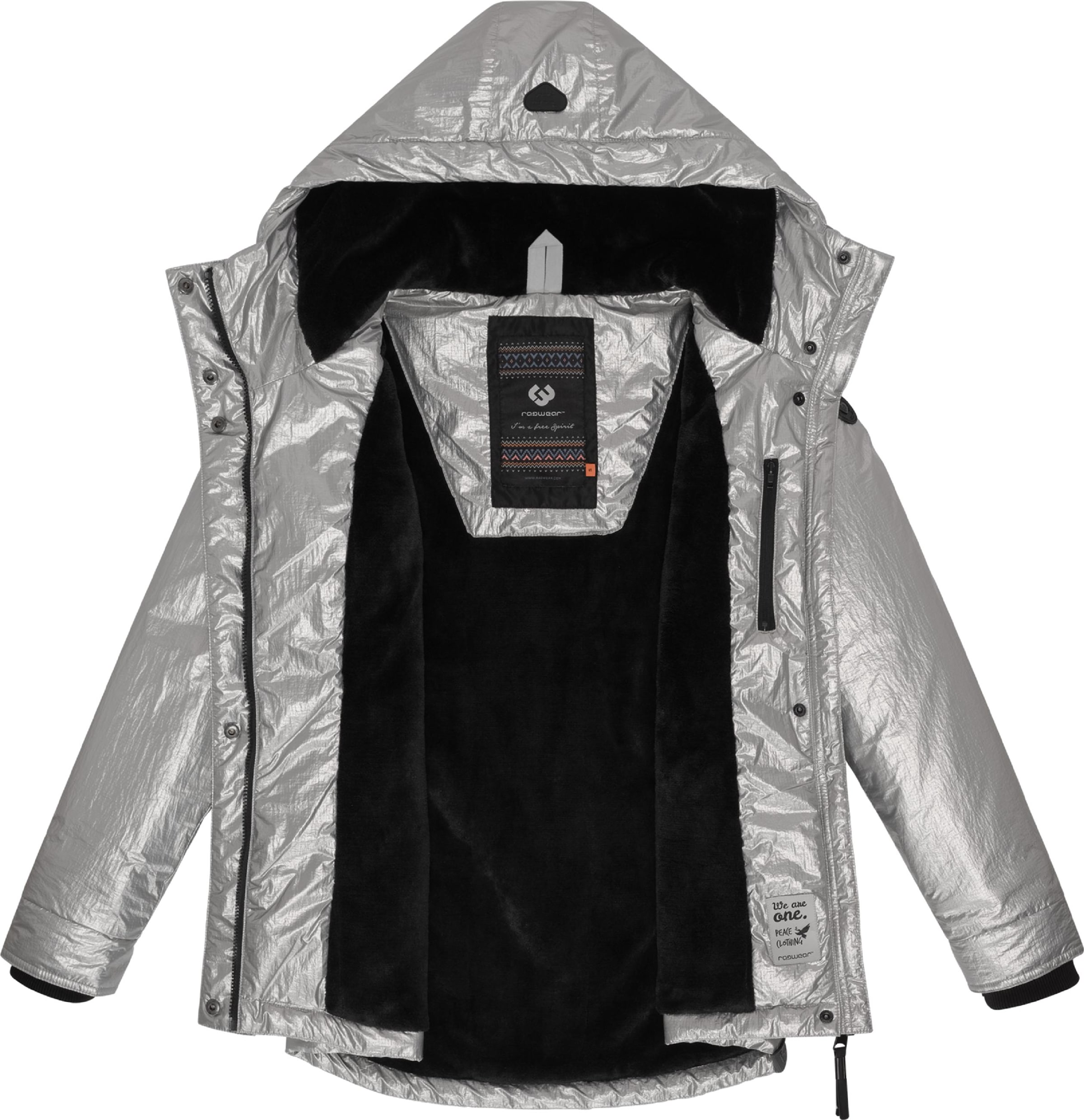 Ragwear Winterjacke »Winterjacke Monadde Bling«, mit Kapuze, Glänzende warme Jacke mit Kapuze