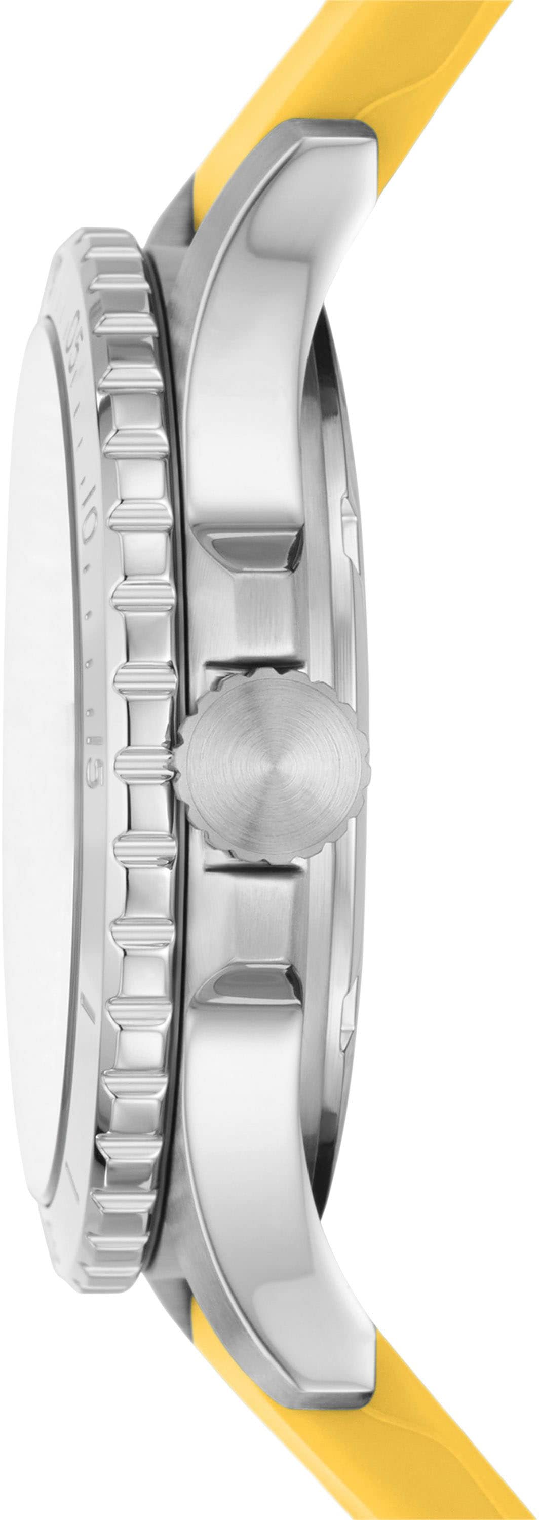 Fossil Quarzuhr »FB-01«, Armbanduhr, Damenuhr, Datum, Silikonarmband, bis 10 bar wasserdicht