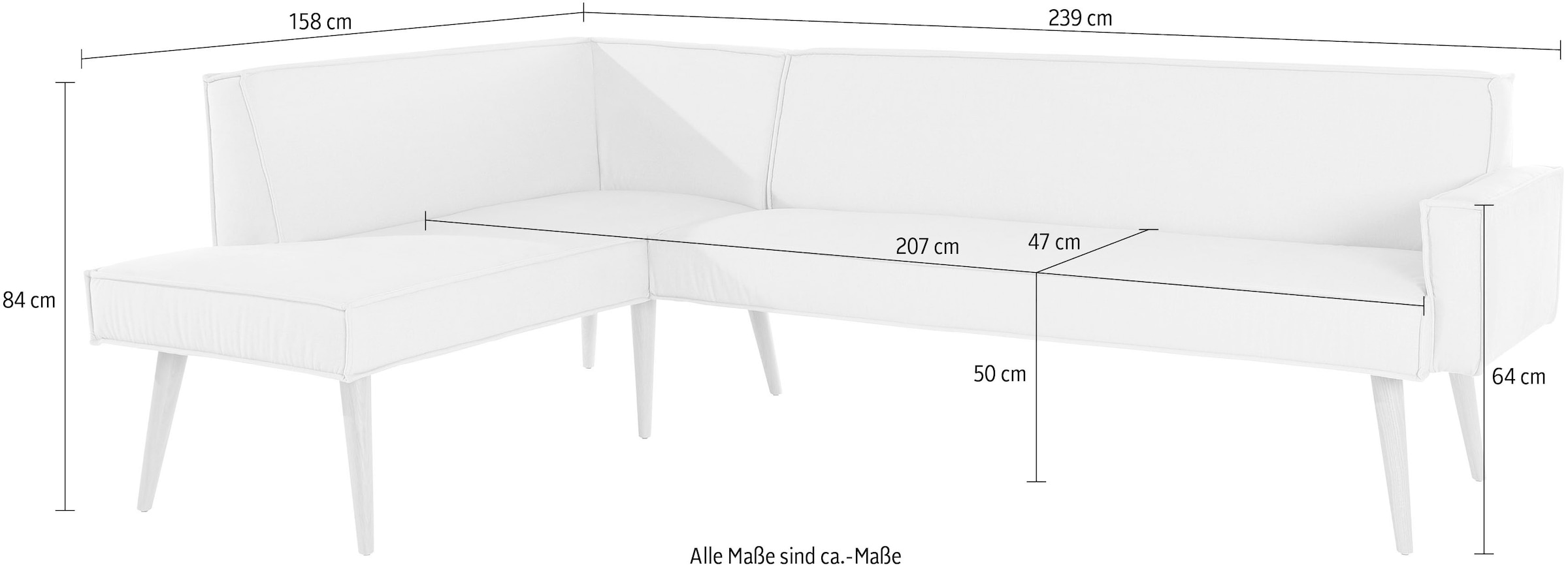exxpo - sofa fashion Eckbank »Lungo, moderne Kedernaht, bequem und elegant, hoher Holzfuß« hochwertige Detailverarbeitung, frei im Raum stellbar
