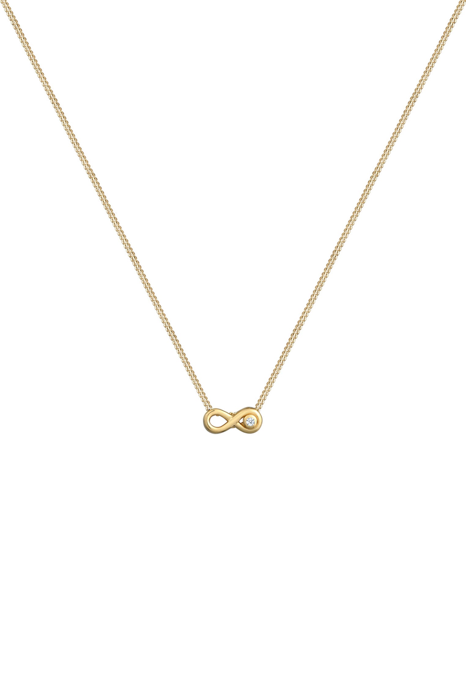 Elli DIAMONDS Silberkette »Halskette Infinity Diamant Weiß (0,015 ct) 585 Gelbgold«