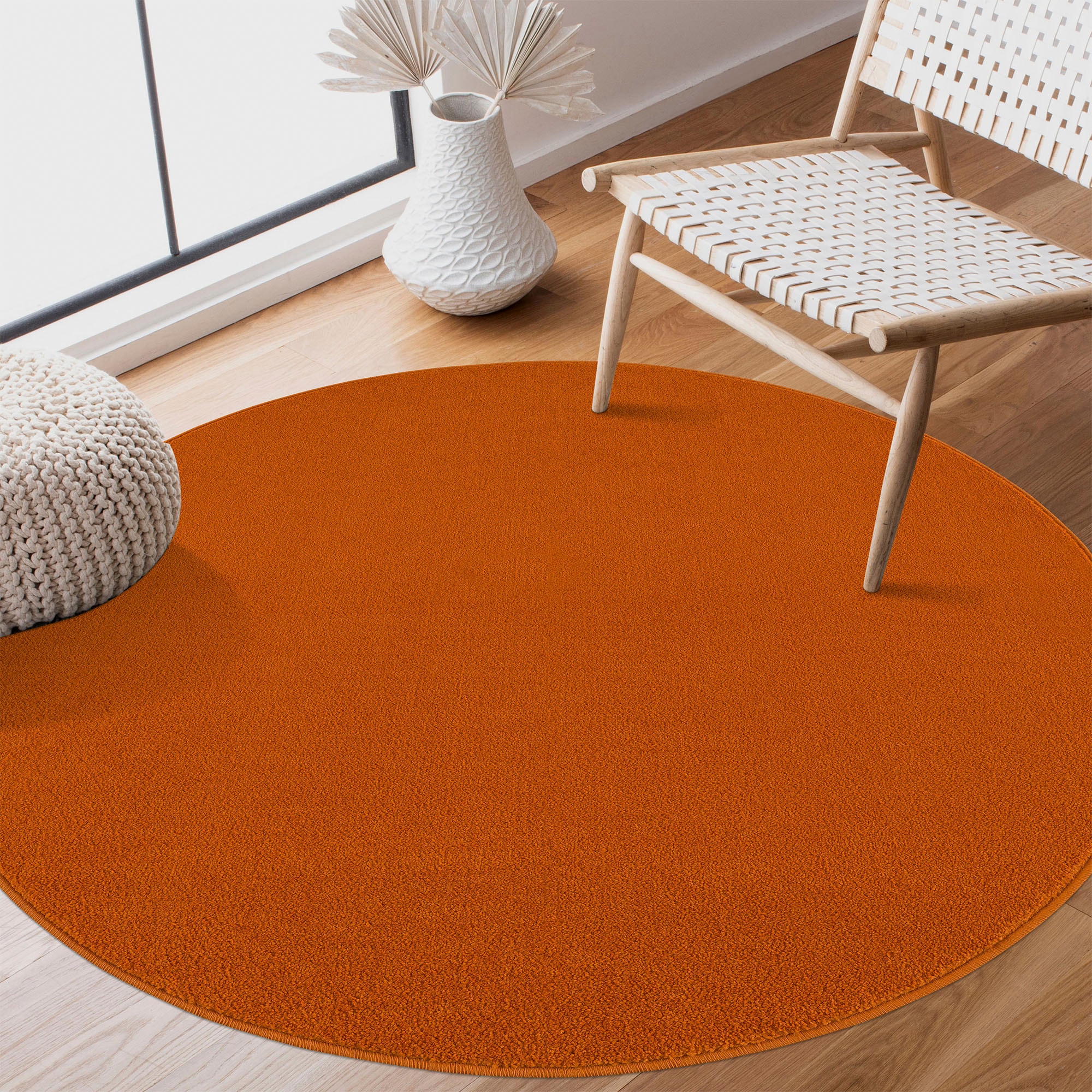 Sanat Teppich »Uni«, rund, 13 mm Höhe, robuster Kurzflorteppich, große Farbauswahl, Wohnzimmer, alle Räume