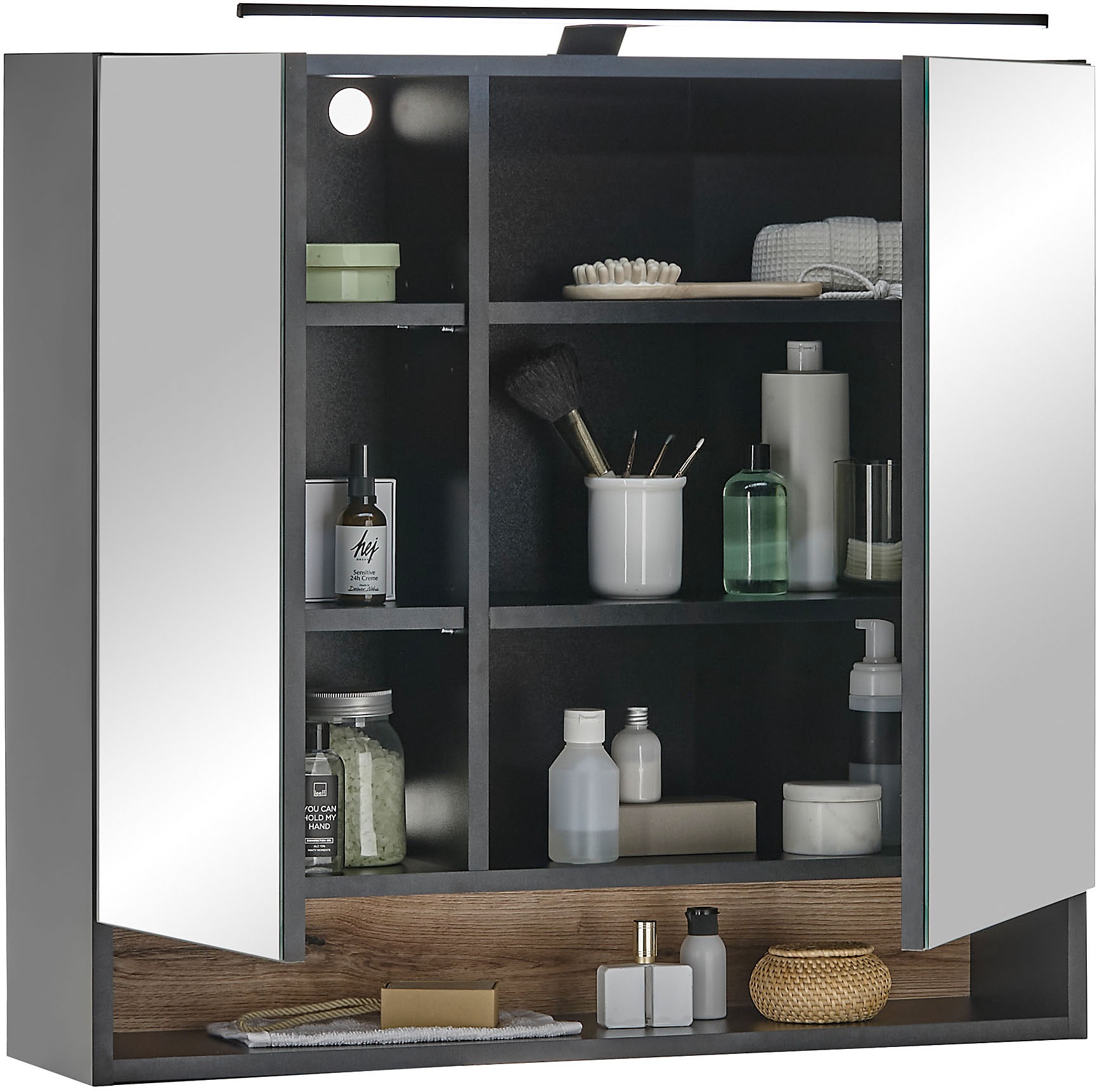 BASIC by Balculina Spiegelschrank »Denver Spiegelschrank, Badezimmerschrank BxHxT 80x75x22«, (1 St.), Breite 80 cm, Tür L/R montierbar, Softclose