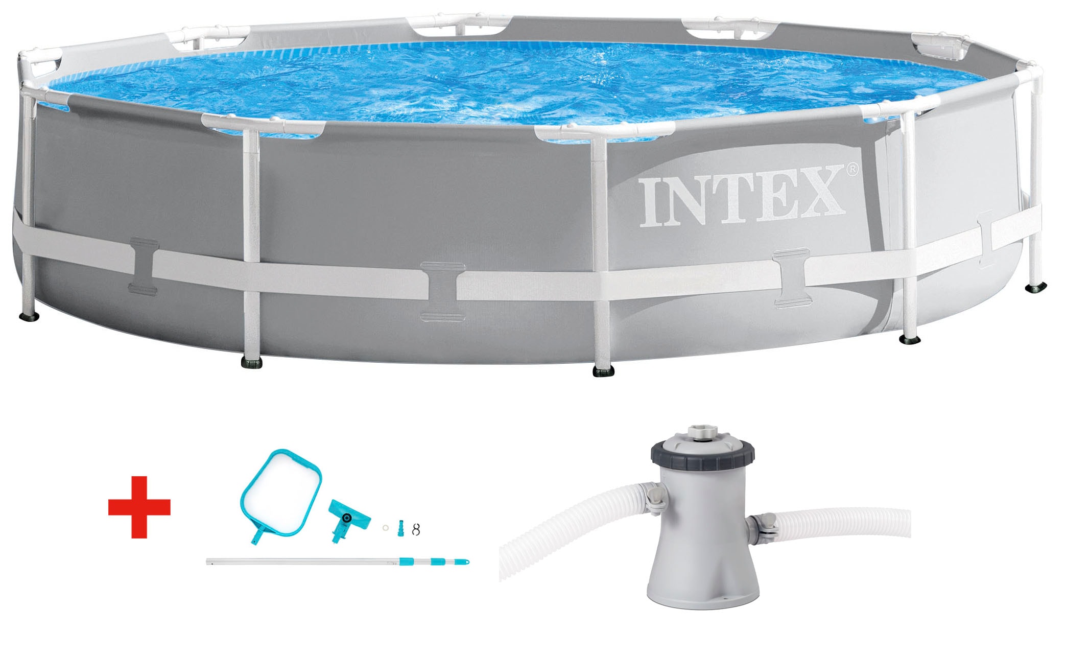 Rundpool »»Framepool« 305x76 cm«, (Set), inkl. hochwertigem Intex Pool-Reinigungsset