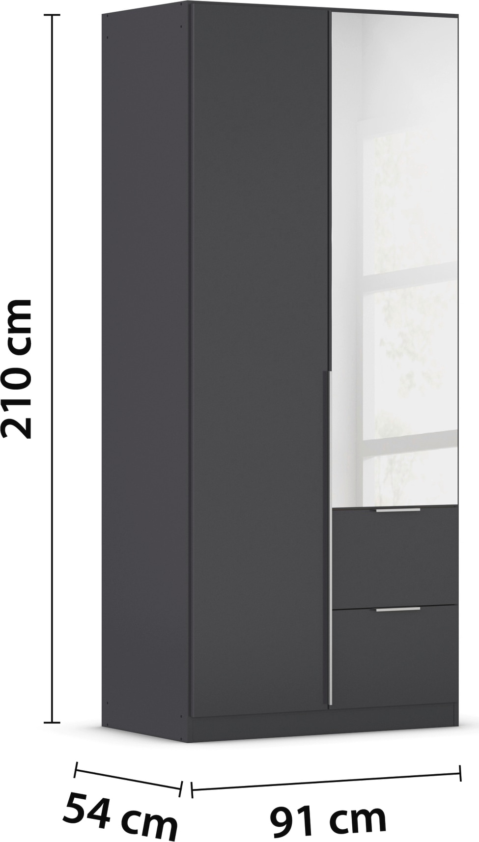 OTTO home Drehtürenschrank »Kleiderschrank Schrank Garderobe AGORDO mit Dekor- oder Hochglanzfront« in zwei Griff-Farben, Breiten 91-360 cm,  mit Außenschubkästen, in 7 Breiten und 2 Höhen MADE IN GERMANY