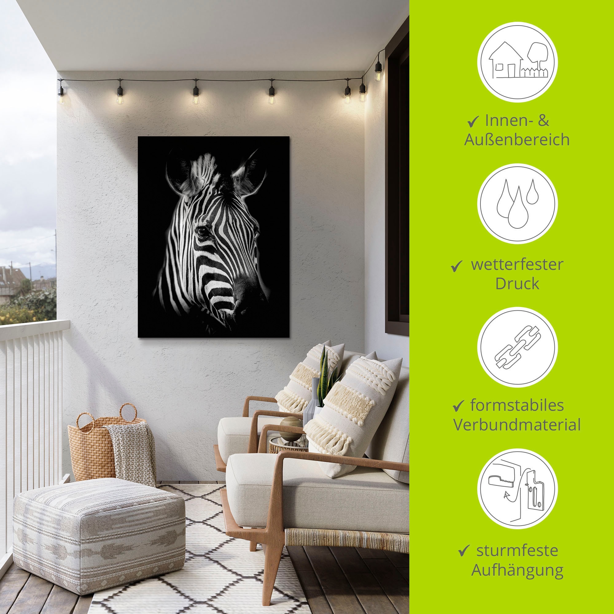 Artland Wandbild »Zebra« Zebra Bilder 1 Stk. tlg. als Alubild, Leinwandbild in verschied. Größen