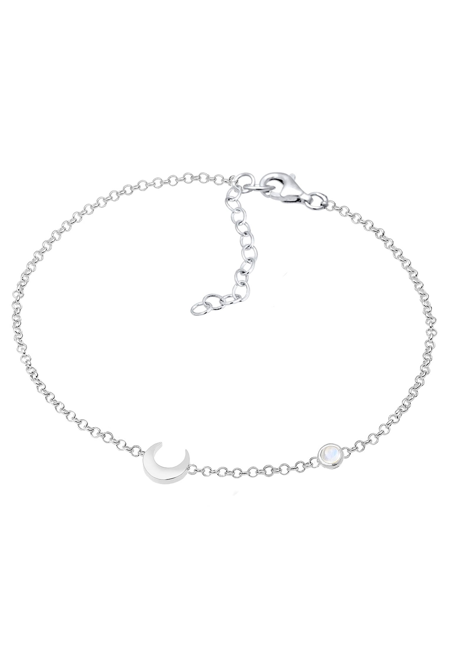 Elli Armkette »Armband Halbmond und Mondstein 925 Silber vergoldet«