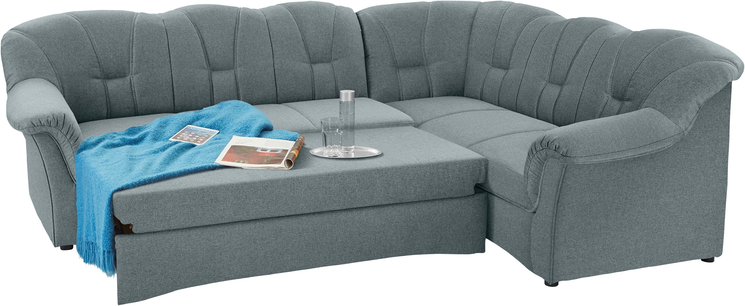 DOMO collection Ecksofa »Papenburg B/T/H: 242/190/84 cm L-Form«, wahlweise mit Bettfunktion, Langer Schenkel links oder rechts