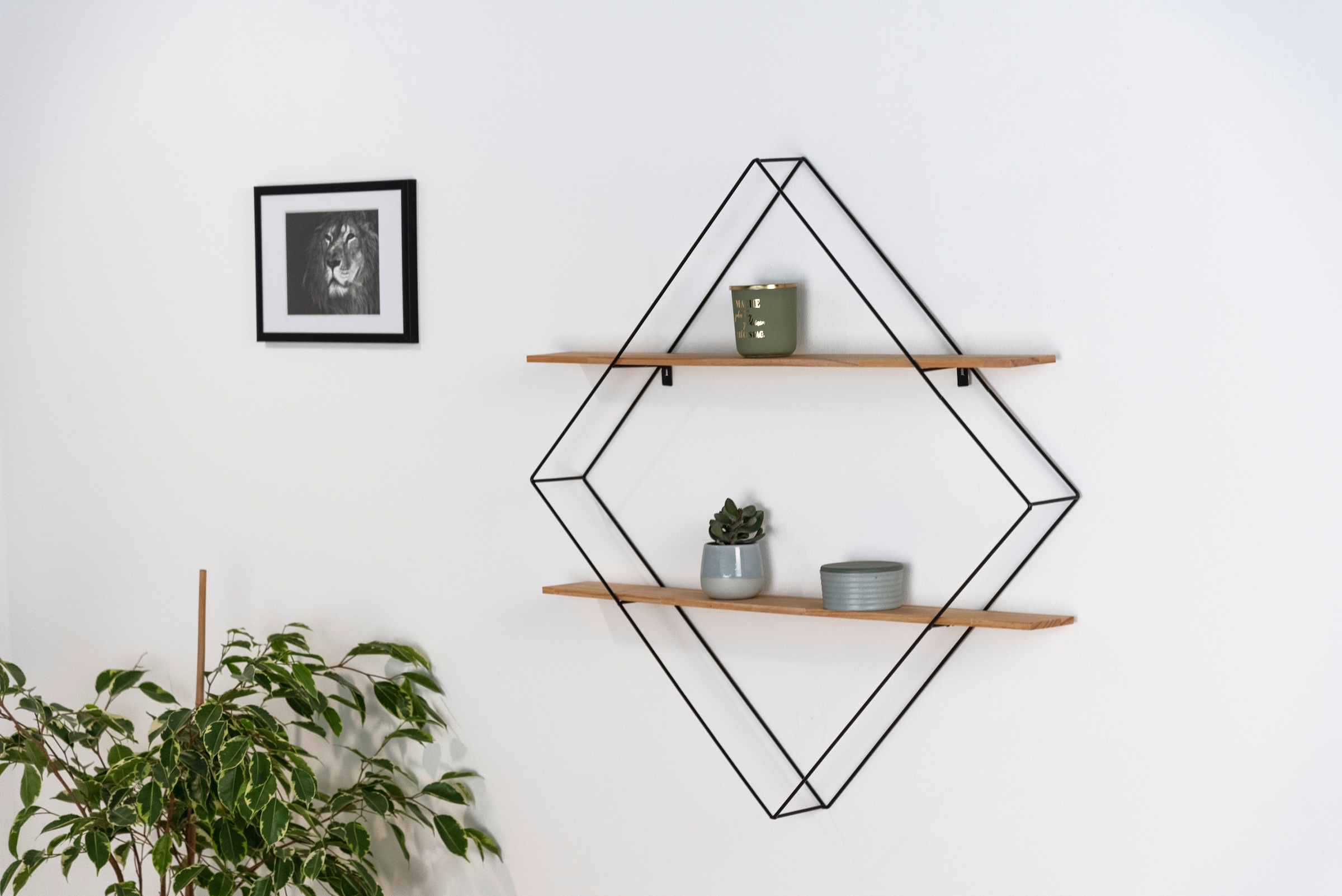 WENKO Wandregal »Geo«, Rautenform, 2 Ablagen