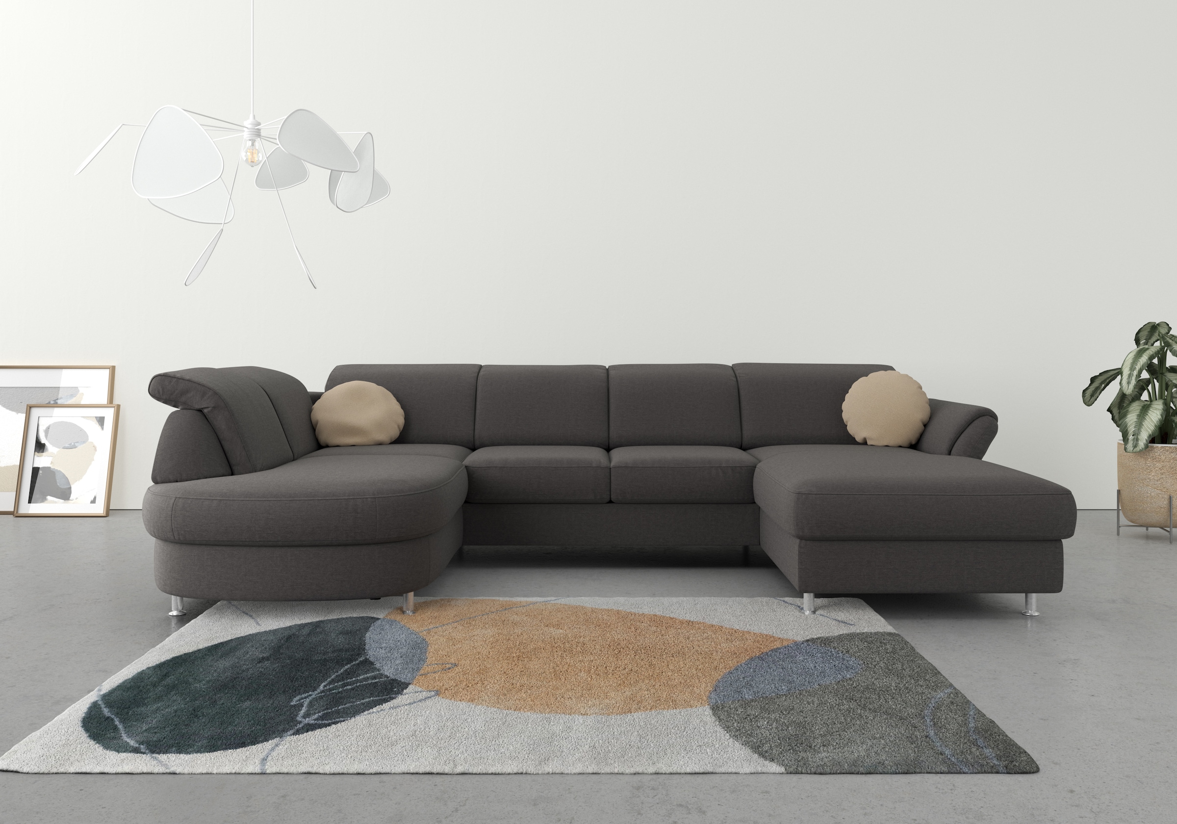 sit&more Wohnlandschaft »Apulia U-Form« wahlweise Bettfunktion, Bettkasten und Kopf- und Armteilverstellung