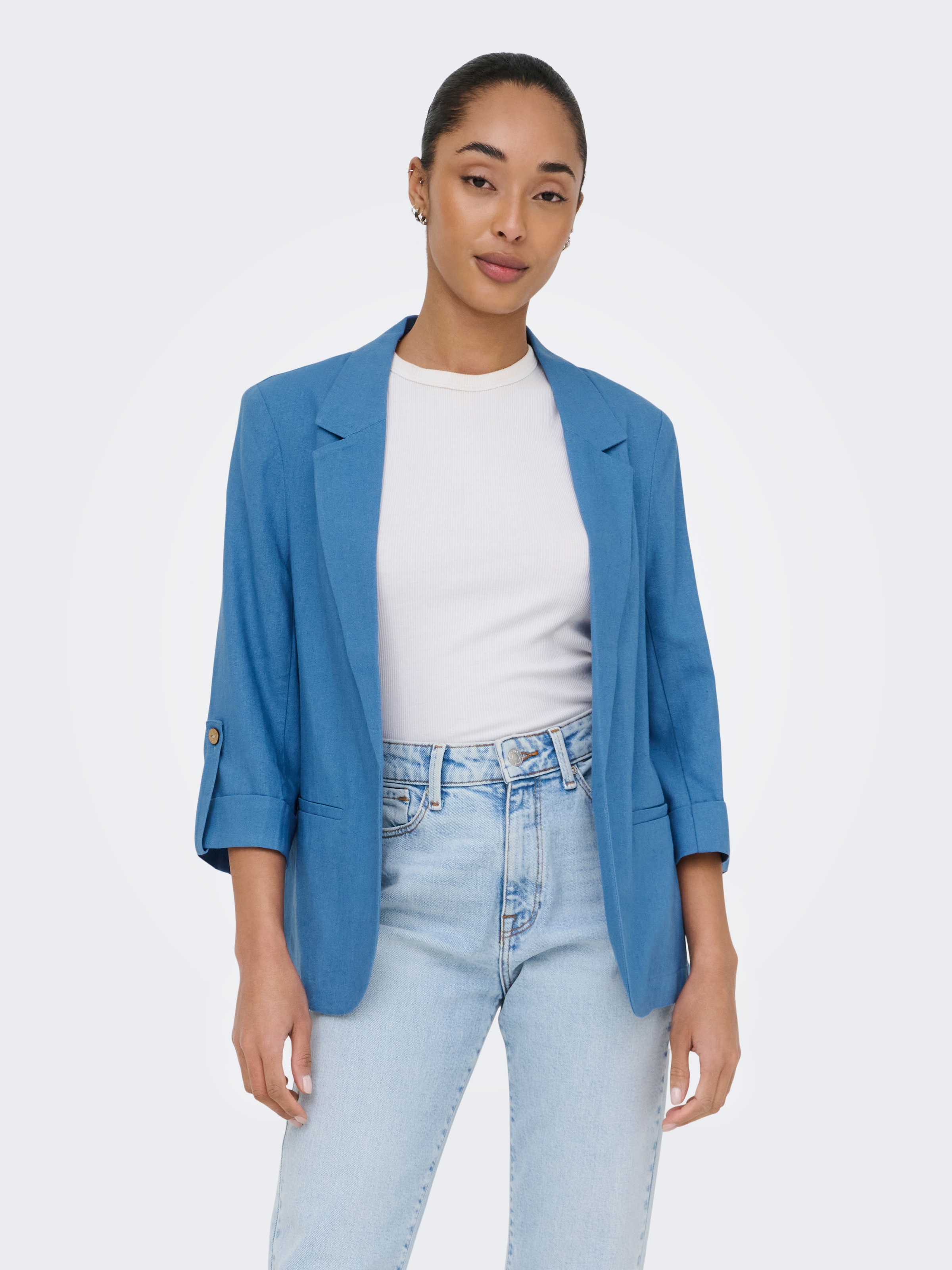 ONLY Kurzblazer »ONLGOA 3/4 UNLINE LINEN BL BLAZER CC TLR« mit Leinen