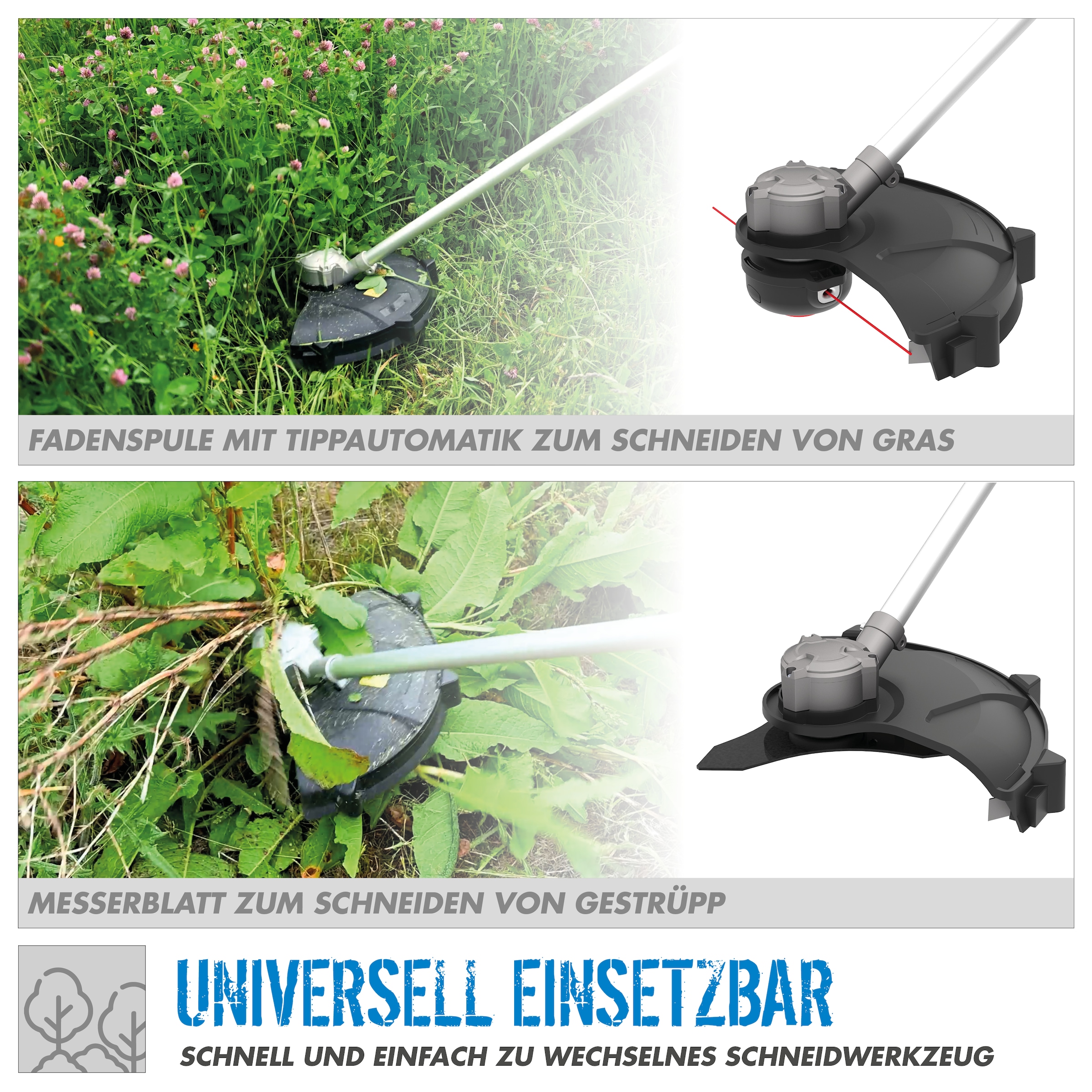 Güde Hochentaster »»FS 36-402-30««, (Schnittbreite 255/300mm), Inkl. 2 x Akkupack 3 Ah und Doppelladegerät 3 A