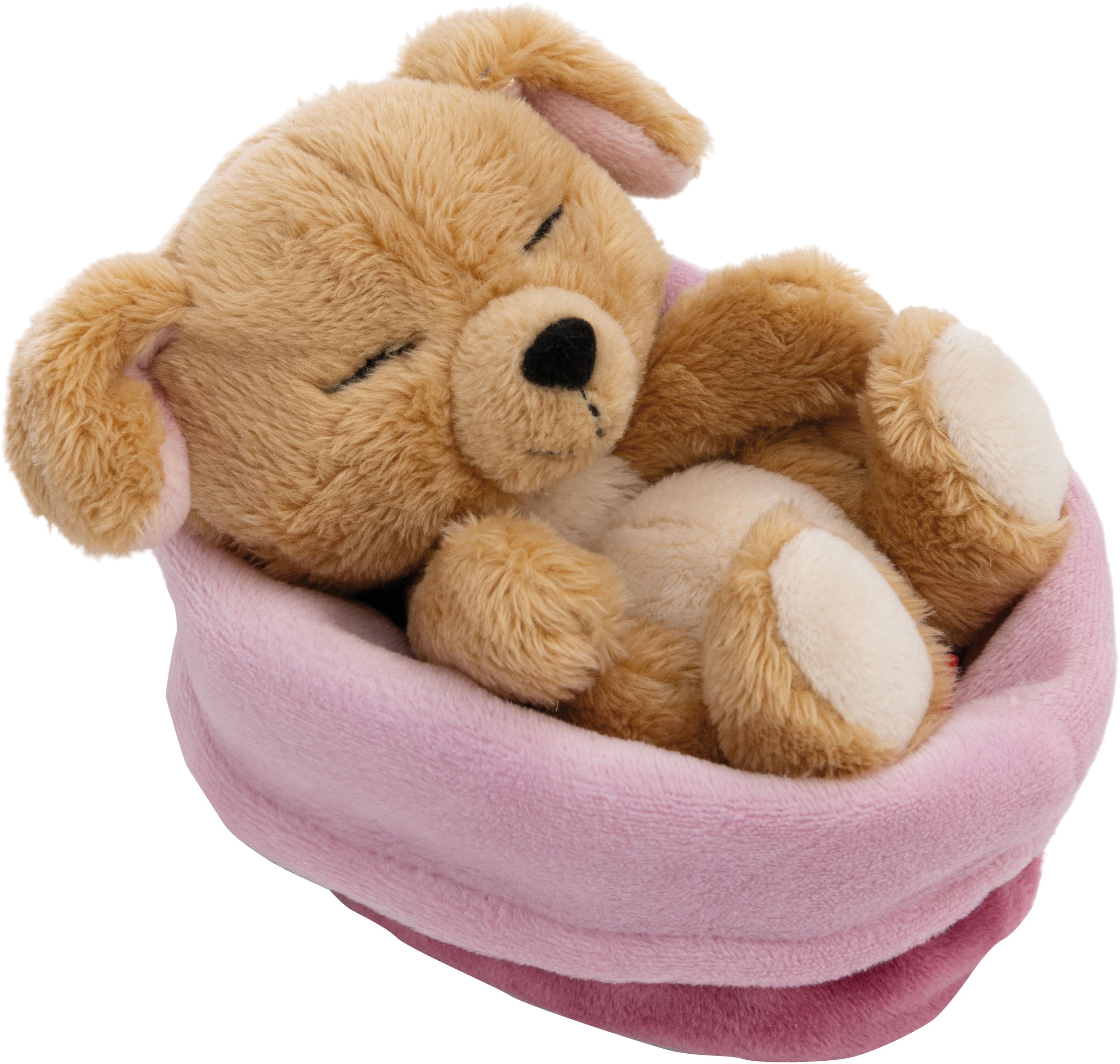 Nici Kuscheltier »Sleeping Pets, Hund beige, 12 cm« im Körbchen