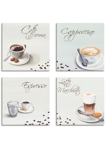 Leinwandbild »Cappuccino Espresso Latte Macchiato«, Getränke, (4 St.)