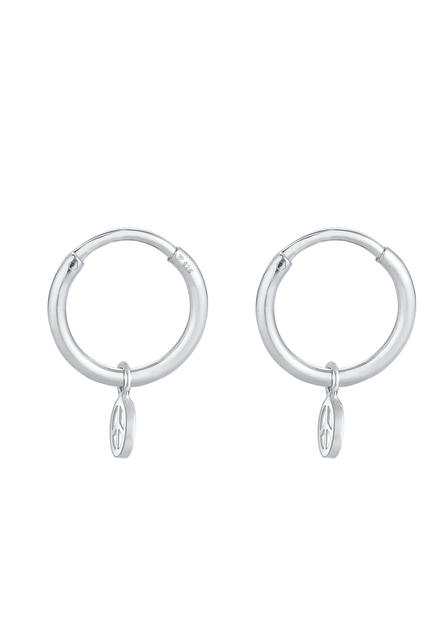 Elli Paar Creolen »Ohrringe Creolen Peace Boho Symbol 925 Silber«