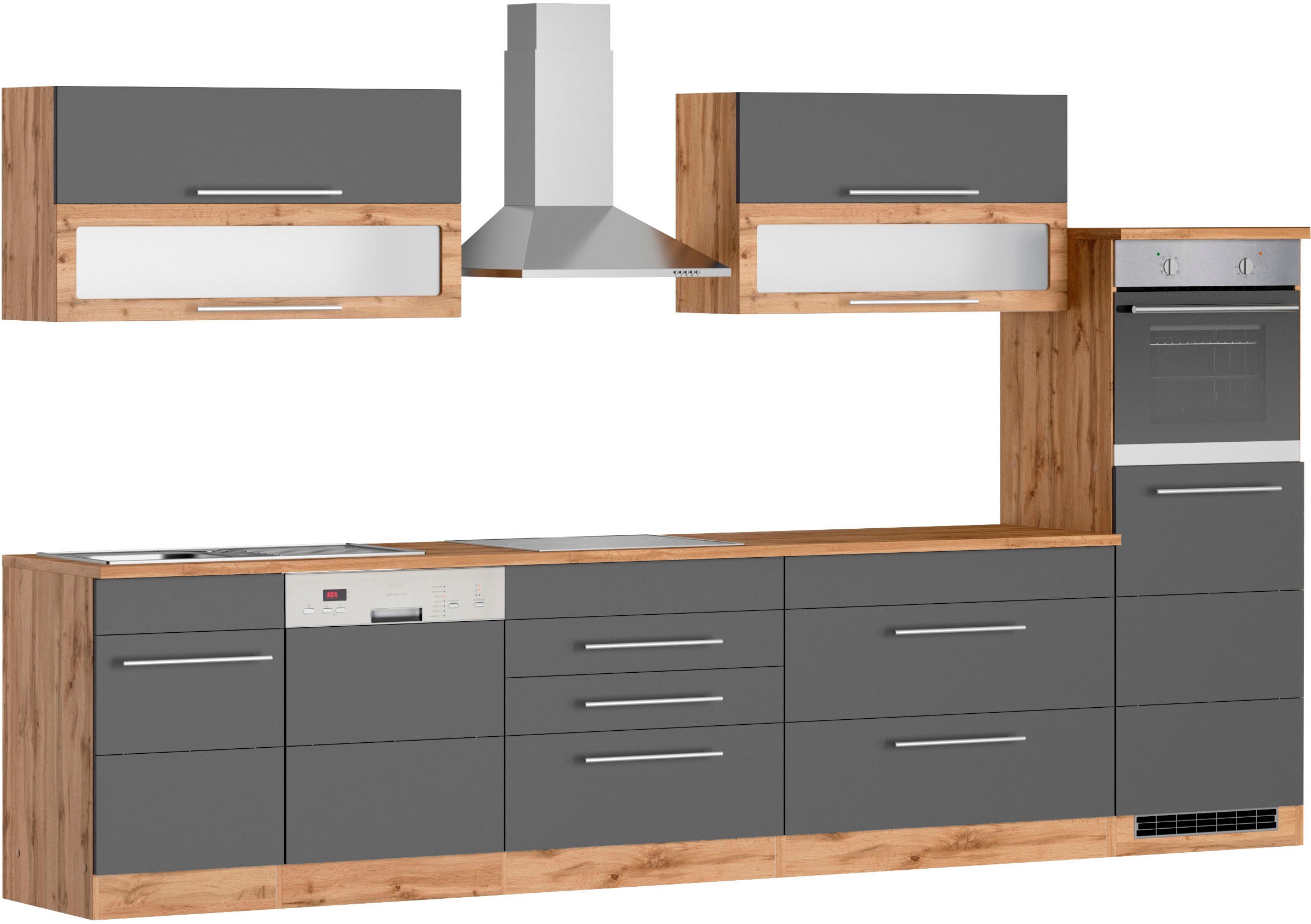 KOCHSTATION Küchenzeile »KS-Wien« Breite 350 cm, wahlweise mit E-Geräten
