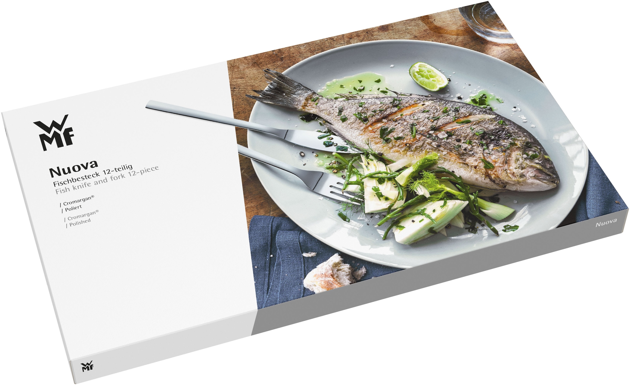 WMF Fischbesteck »Nuova« 12-tlg., Cromargan Edelstahl rostfrei 18/10, Geschenkverpackung