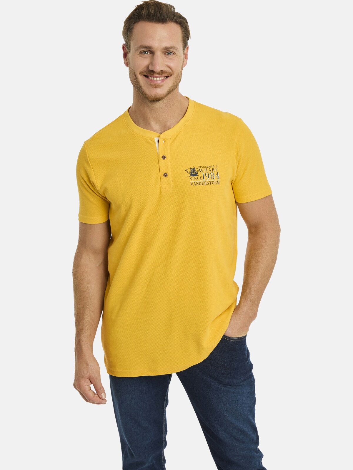 Jan Vanderstorm T-Shirt »T-Shirt ERENGISL«, (1 tlg.), mit stylischer Knopfleiste