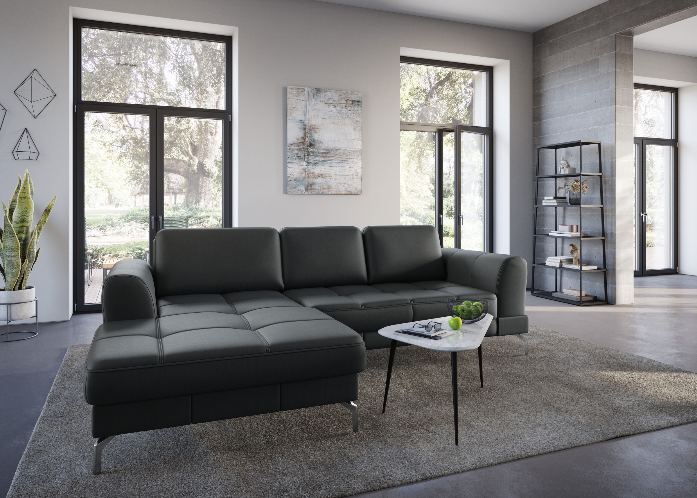 sit&more Ecksofa »Bendigo L-Form«, inklusive Sitztiefenverstellung, Bodenfreiheit 15 cm, 2 Fußfarben