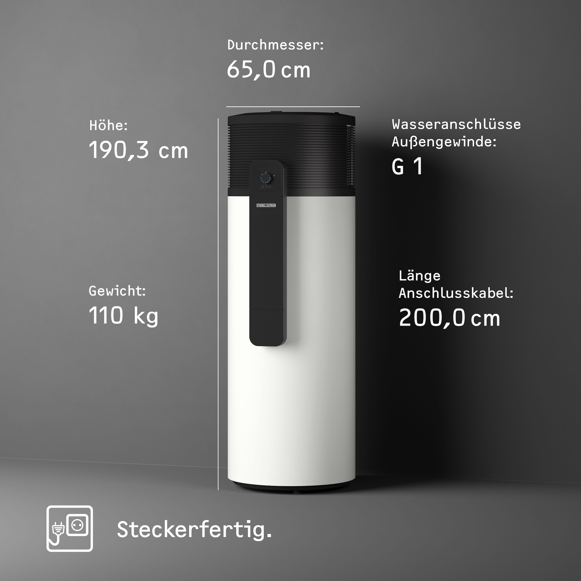 STIEBEL ELTRON Warmwasser-Wärmepumpe »WWK-I 300 Plus«, App-Bedienung, 300 l, Schnittstelle für Photovoltaik-Anlagen