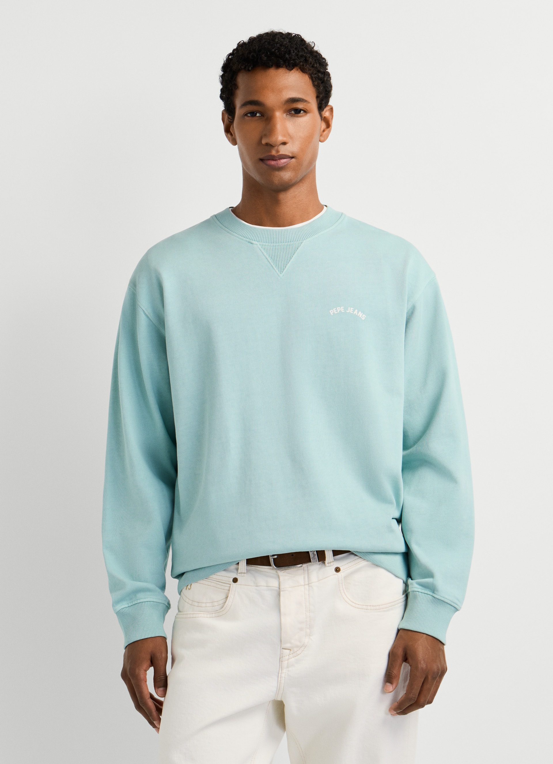 Pepe Jeans Sweatshirt »JOHN CREW«, mit Rippeinsatz am Rundhals, Logoschriftzug

