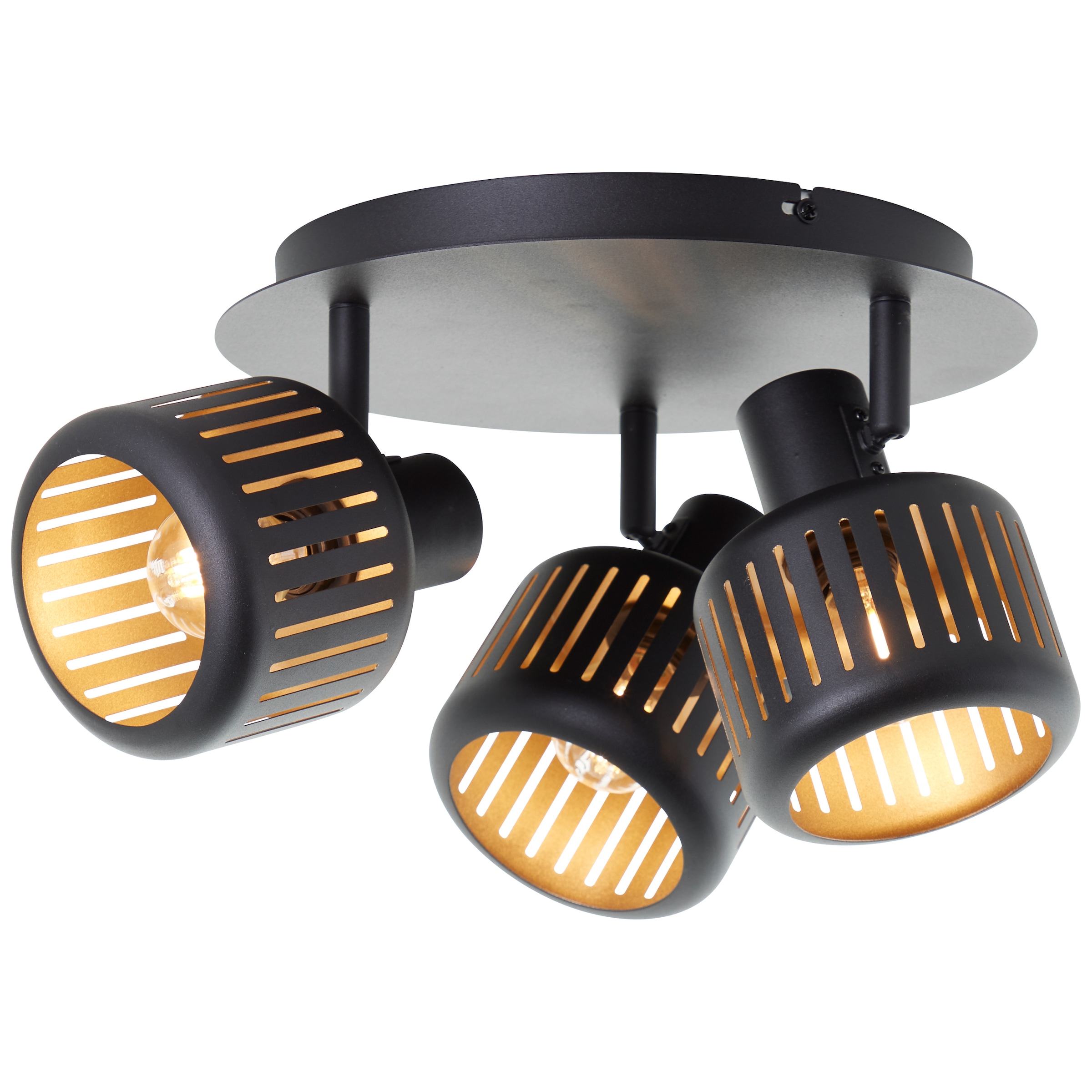 Brilliant Deckenstrahler »Tyas«, 3 flammig, Leuchtmittel E14 | ohne Leuchtmittel, Spotrondell, 18 x 37 cm, E14, schwenkbar, Aluminium, schwarz/gold