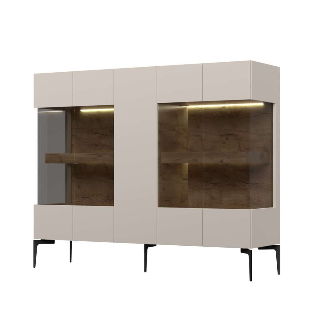 Places of Style Highboard »Sky45 Kommode mit Glastüren, Höhe 142 cm«, Vitrine, Lackiert mit wasserbasiertem UV-Lack