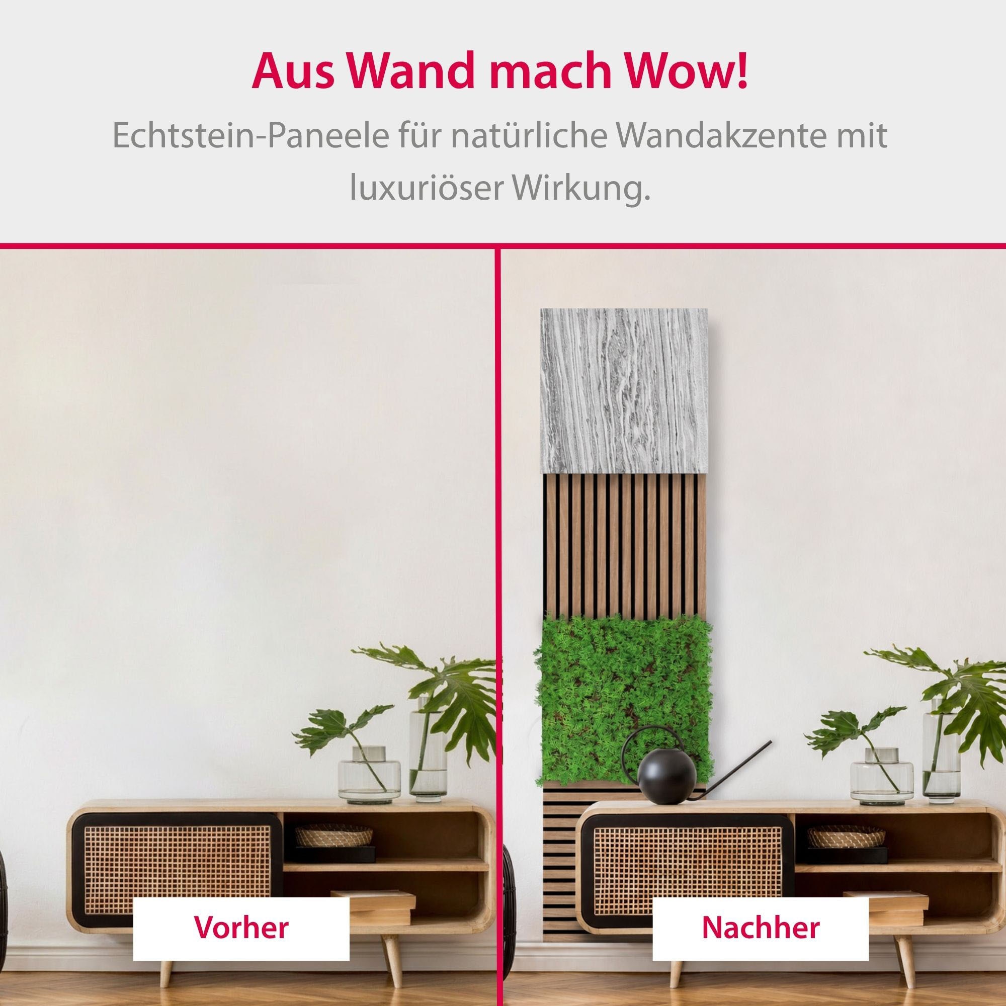 Architects Paper Wandpaneel »A.S. Création Modular Wall Wandpaneel Echtsteinoptik« 1 tlg. Echtsteinfurnier auf rPET-Filz mit natürlicher Oberflächenstruktur
