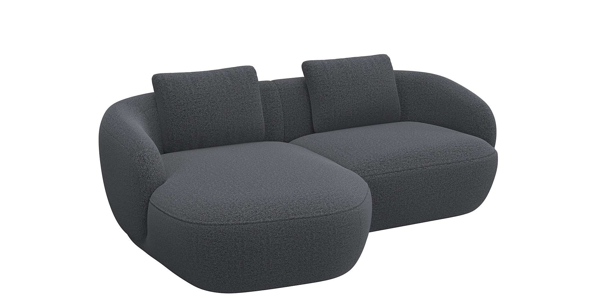 FLEXLUX Wohnlandschaft »Torino, rund, L-Form, Sofa-Ecke mit Recamiere, Longchair-Sofa«, organisches Sofa-Design, Kaltschaum, Wellenunterfederung