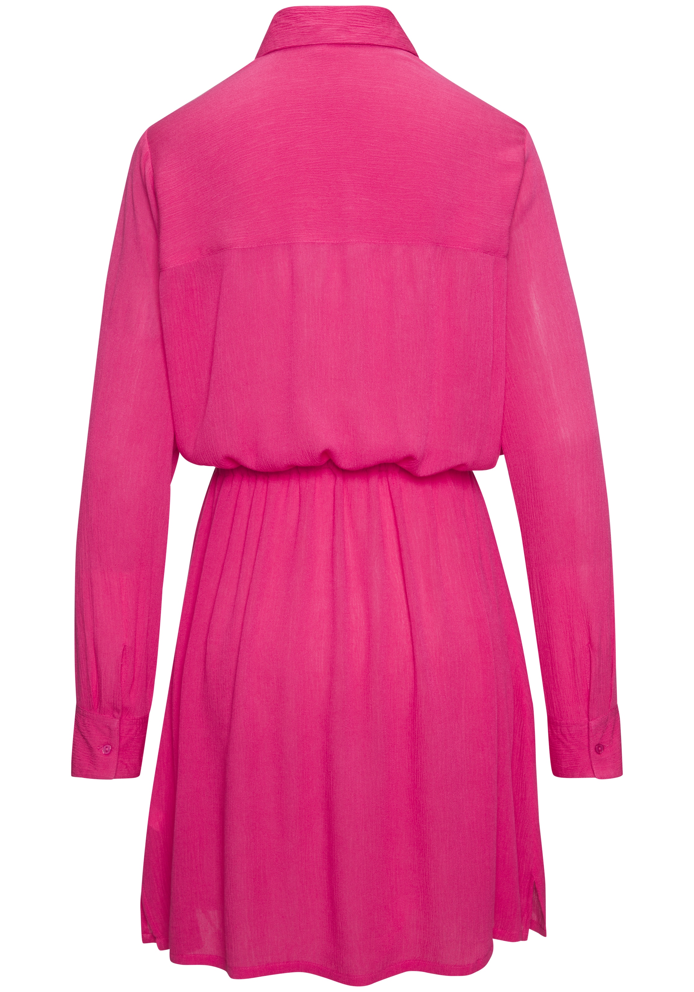 LASCANA Strandkleid »in leichter Crepe-Qualität mit variablem Tunnelzug in der Taille« Ohne Taschen kurzes Hemdblusenkleid, Sommerkleid, Longbluse mit langen Ärmeln