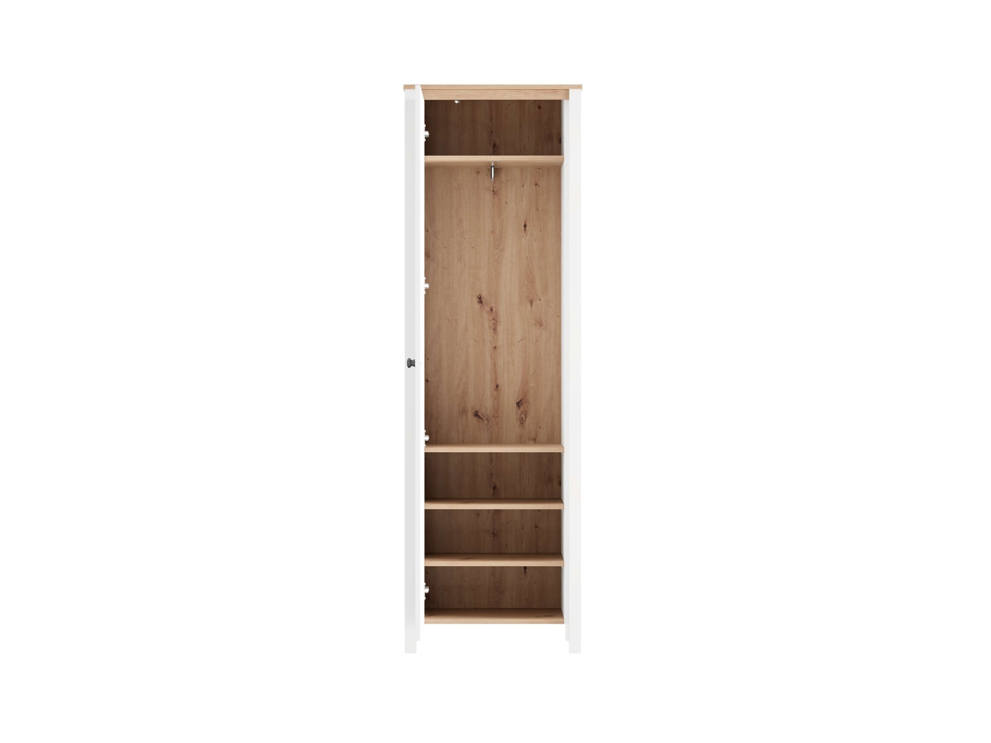 Home affaire Garderobenschrank »Bedford, Stauraumschrank, Flurschrank, ausziehbare Kleiderstange« MDF-Profil 2D ummantelt, Hotstamping, 1mm ABS-Kanten, 4 Einlegeböden