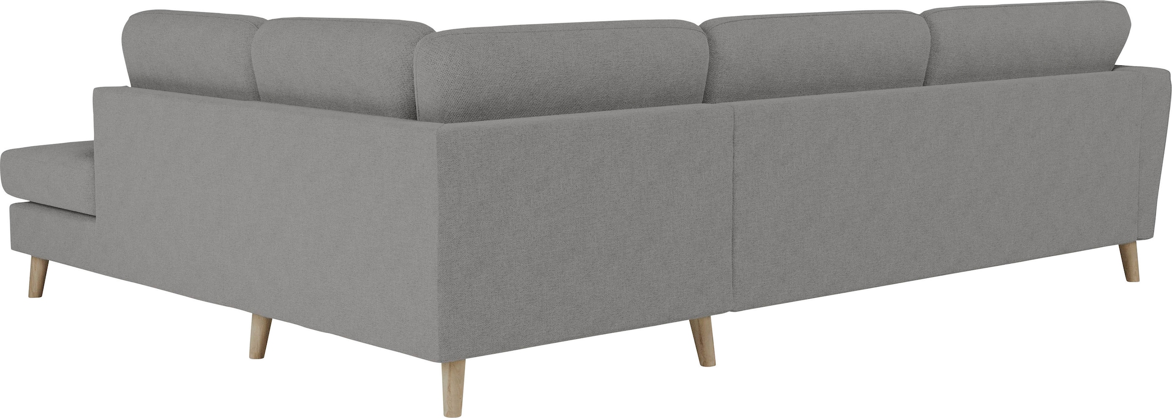 Home affaire Ecksofa »MARSEILLE 278/202 cm, L-Form, Ottom. rechts/links, verschiedene Bezüge« Massivholzbeine Eiche, Landhausstil, Wellenunterfederung