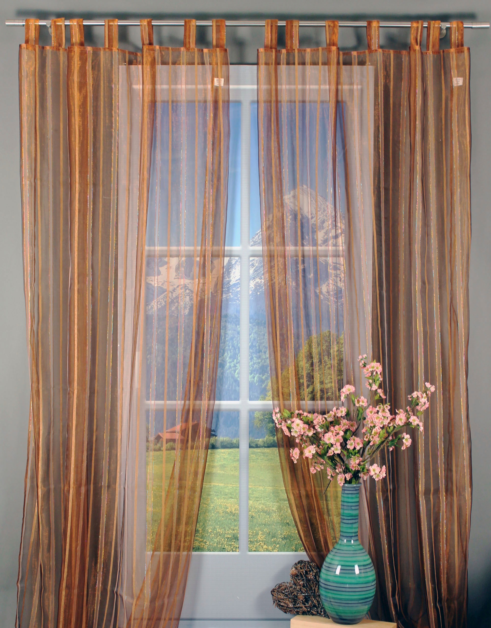 HOSSNER - ART OF HOME DECO Gardine »Gosausee«, (1 St.), Schlaufenschal im Streifen-Design