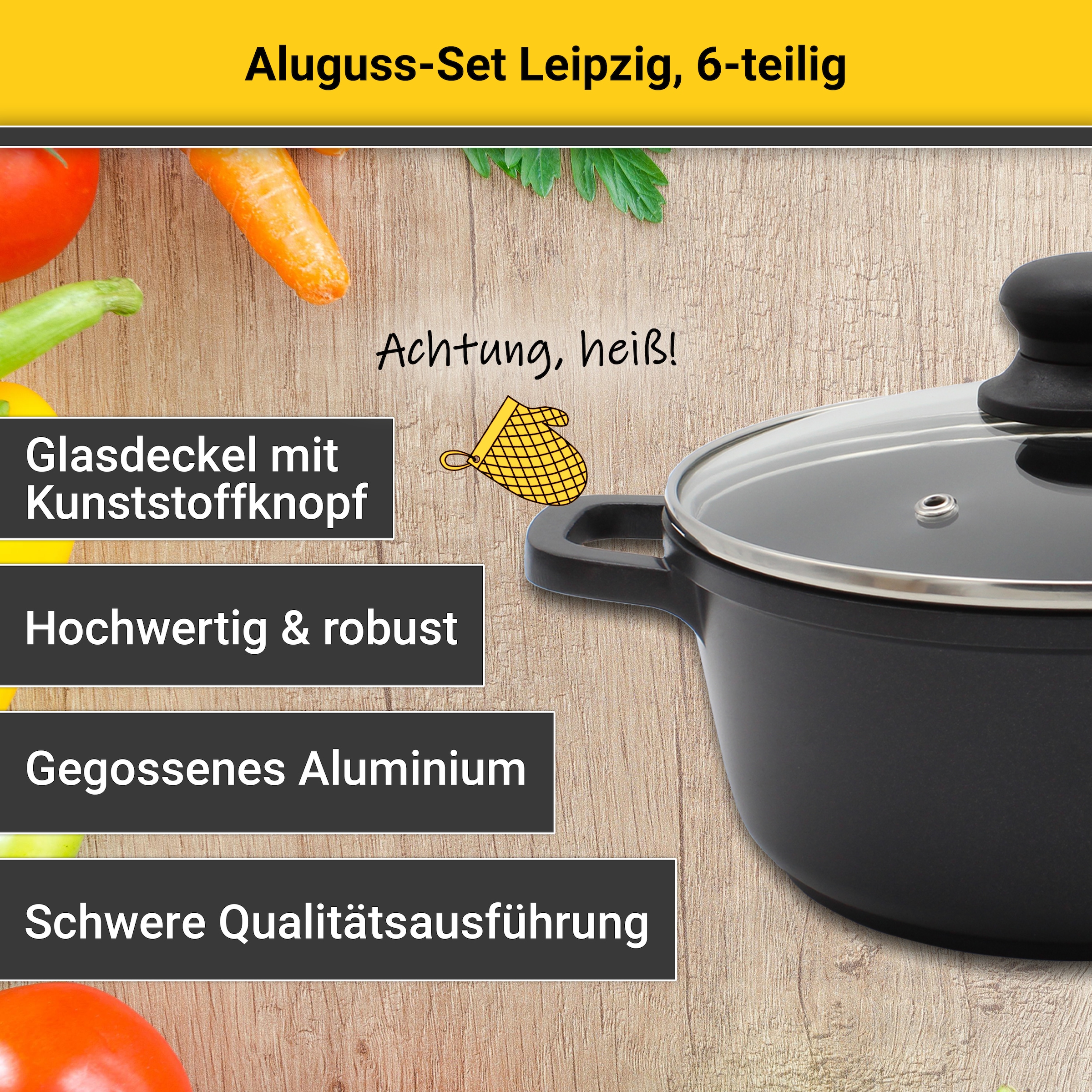 Krüger Topf-Set »Leipzig« Set, 8 Stk. tlg. Aluminiumguss