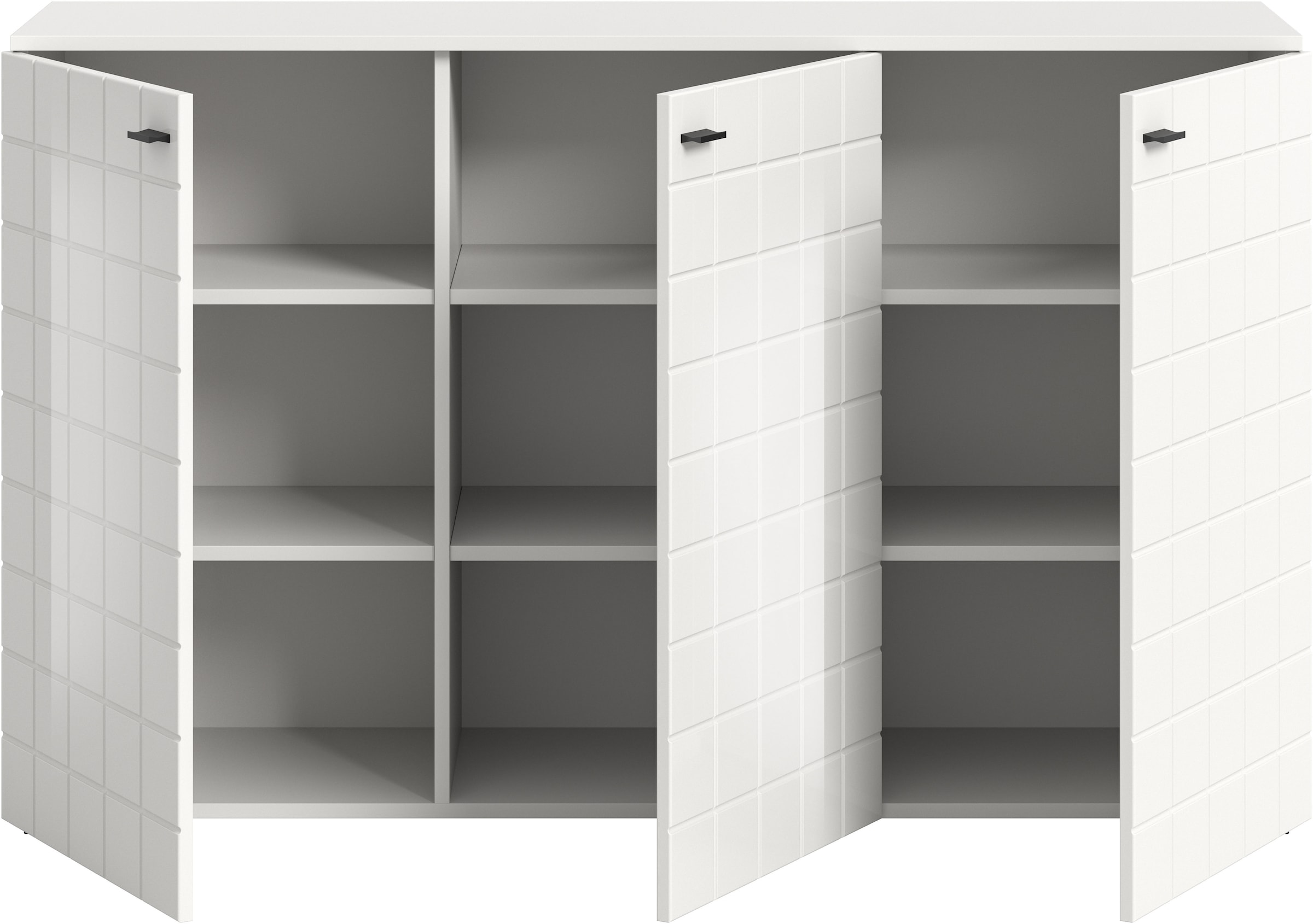 Home affaire Sideboard »Gora, Breite 138 cm, gefräste Front in Waffeloptik hochglanz« Kommode, Schrank, Anrichte