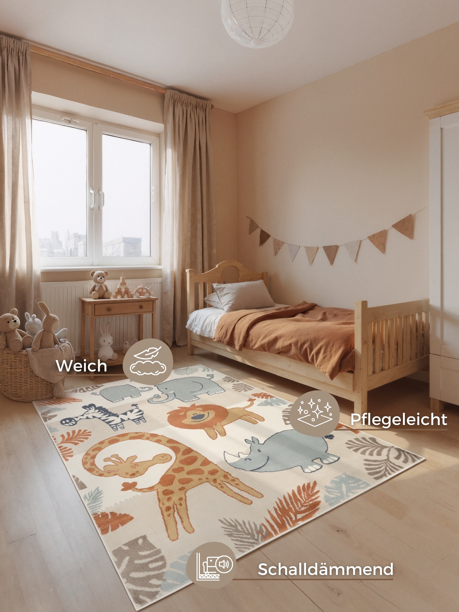 HANSE Home Kinderteppich »Savanna« rechteckig 10 mm Höhe Pflegeleicht, Weich, Kinderzimmer, Spielteppich, Spielunterlage