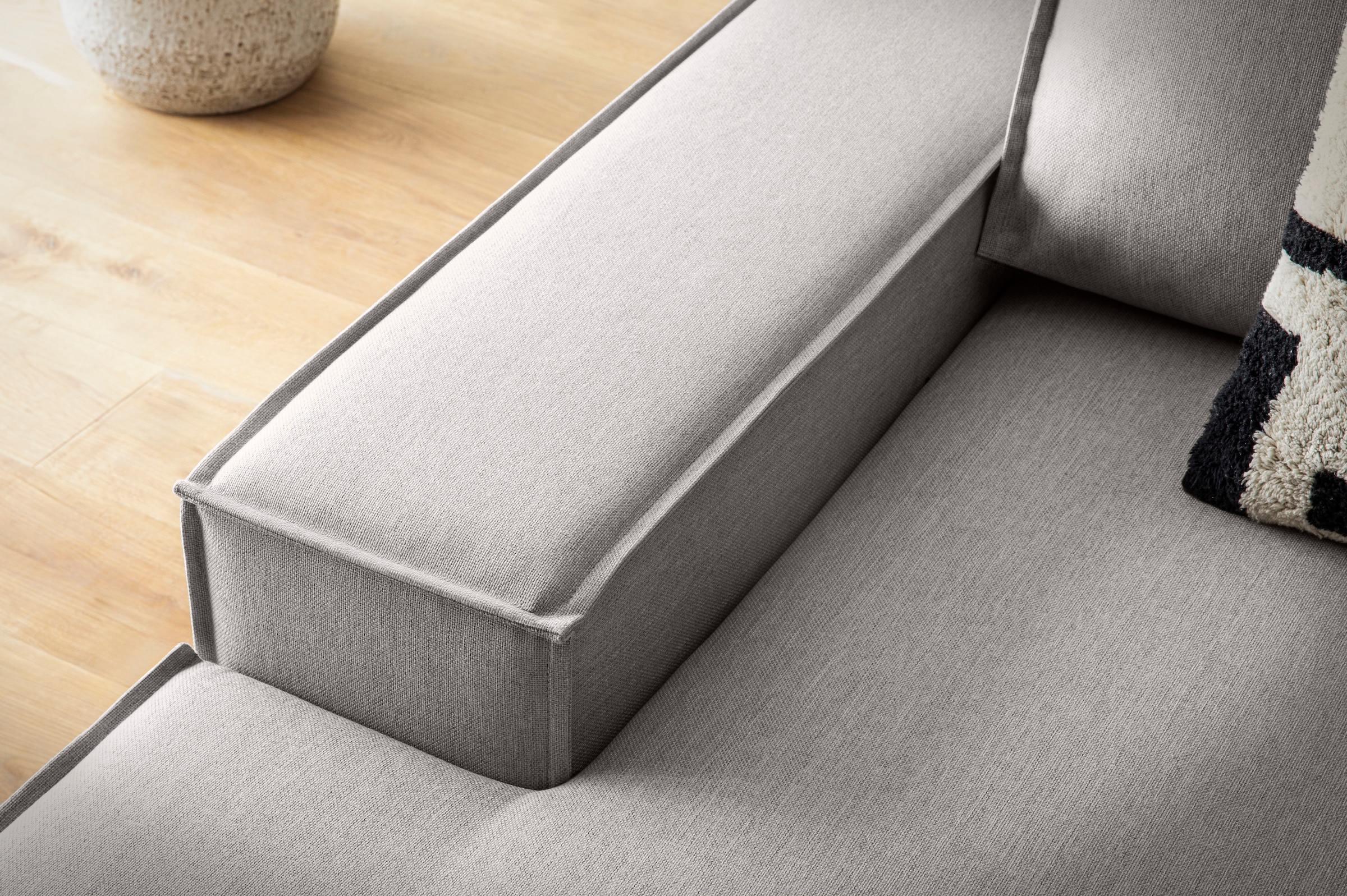 Home affaire Ecksofa »SHERWOOD, Schlafsofa in L-Form offen (275cm), Cord, Leinenoptik«, Schlaffunktion und Bettkasten, Kedernaht, hoher Sitz- & Liegekomfort