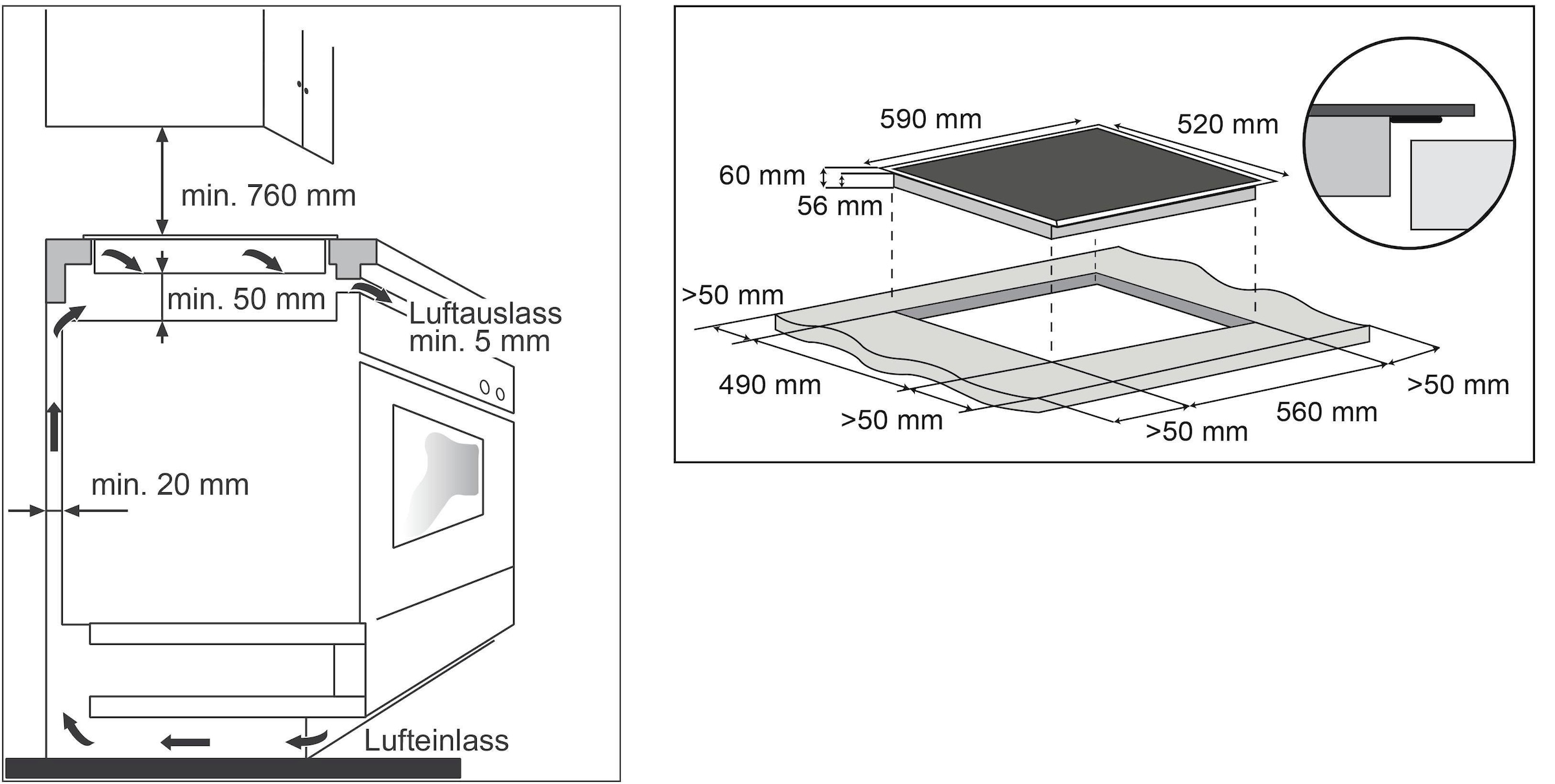 Hanseatic Backofen-Set »65M90E3-E11B200«, mit 2-fach-Teleskopauszug