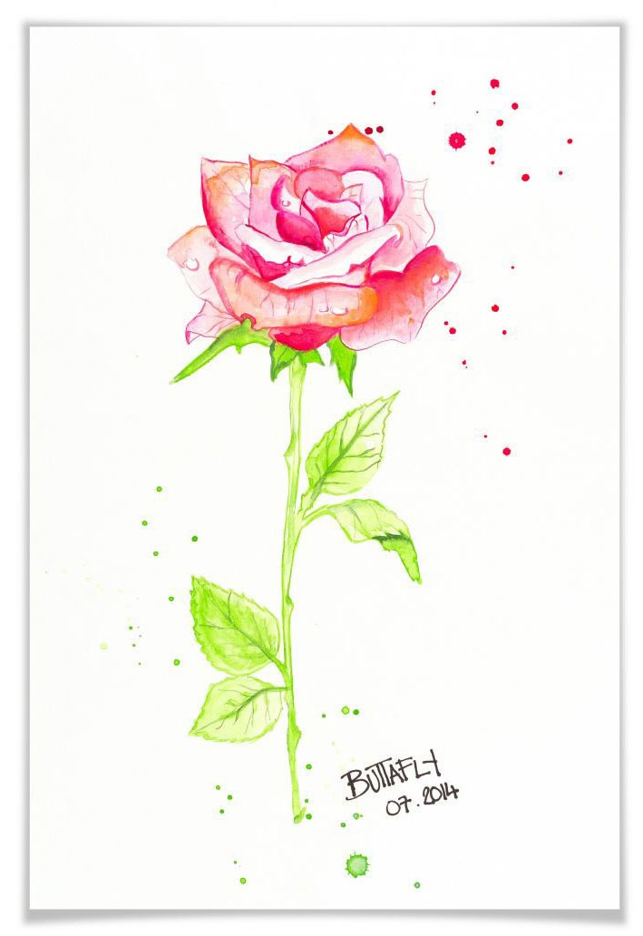 Wall-Art Poster »Rose«, Blumen, (1 St.), Poster, Wandbild, Bild, Wandposter