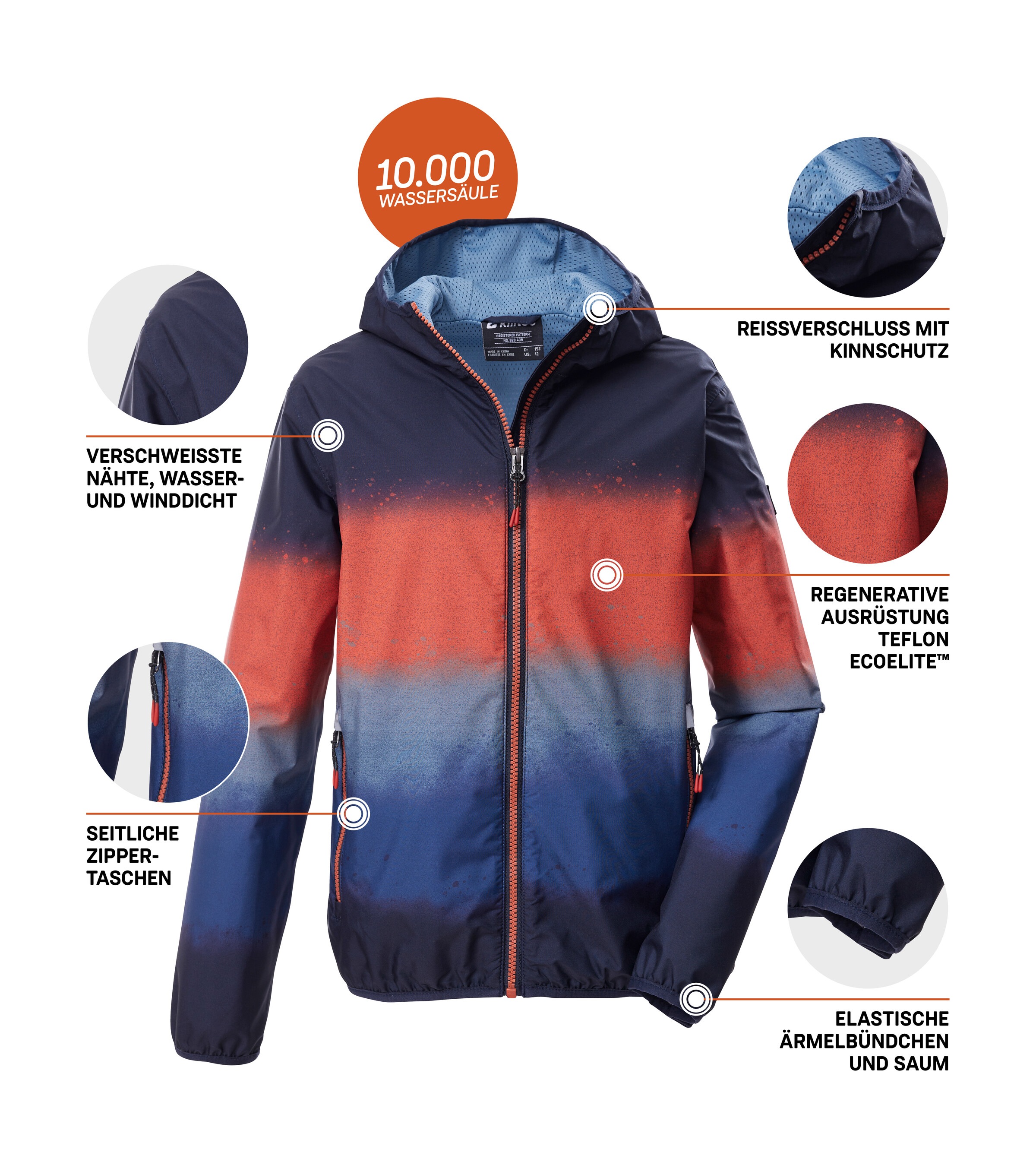 Killtec Funktionsjacke »KOS 144 BYS JCKT« Wind- und wasserdichte Jungenjacke mit Farbverlauf-Print