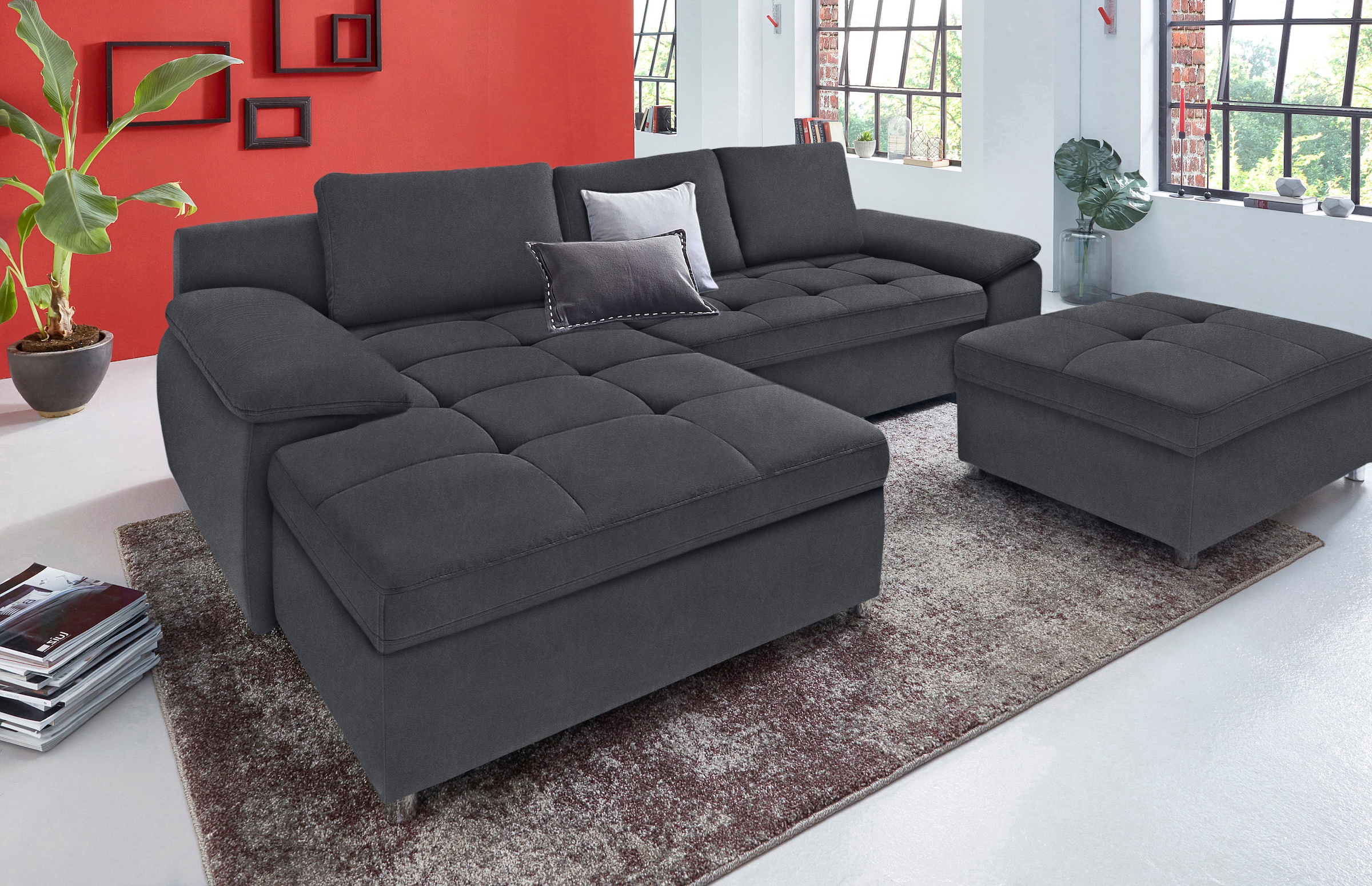 sit&more Ecksofa »Labene L-Form«, wahlweise mit Bettfunktion und Bettkasten, auch als XXL-Variante