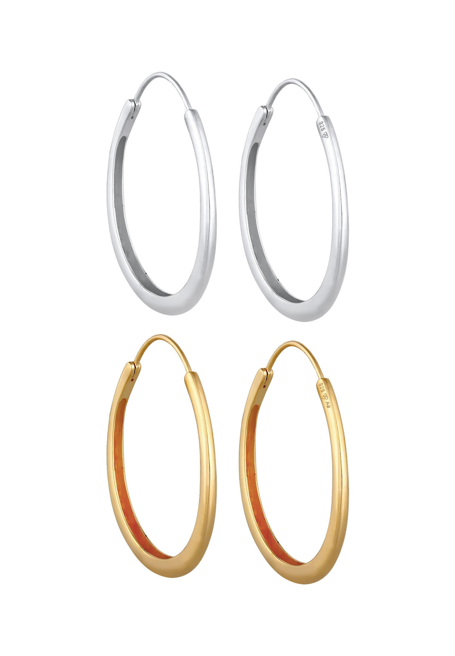 Elli Ohrstecker-Set »Ohrringe Creolen Oval Geo Style Bicolor 925 Silber«