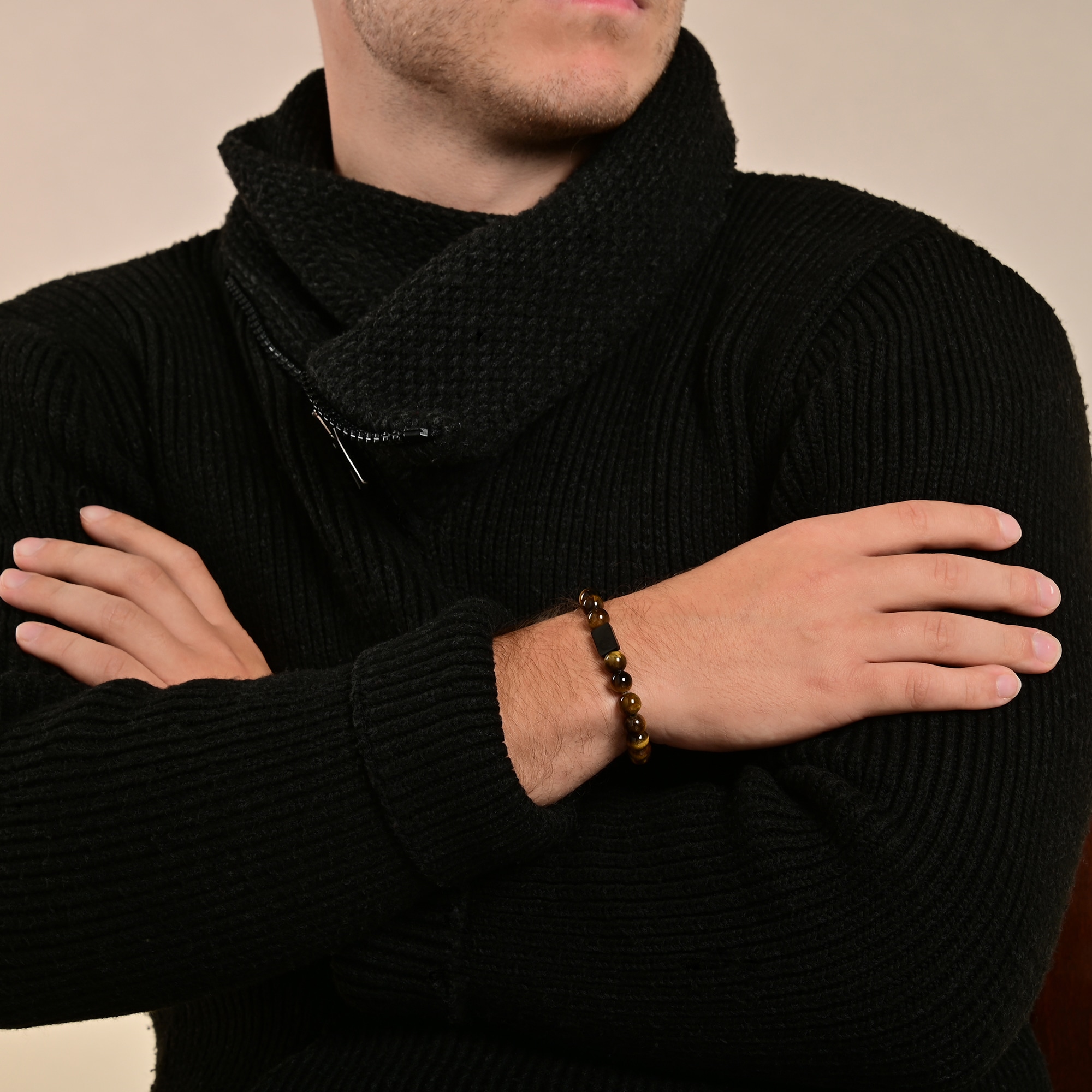 Adelia´s Armband »Herren Armband ¿ Kugelarmband aus Edelstahl mit Tigerauge 21 cm«