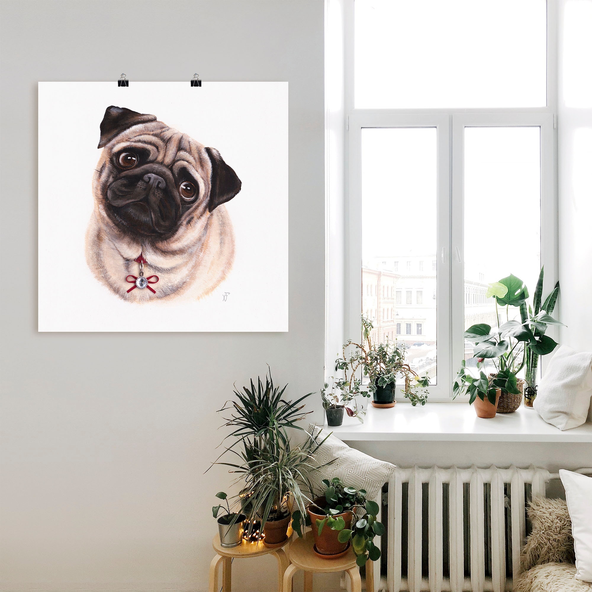 Artland Poster »Mops mit Diamanten« Hundebilder 1 Stk. tlg. ohne Rahmen