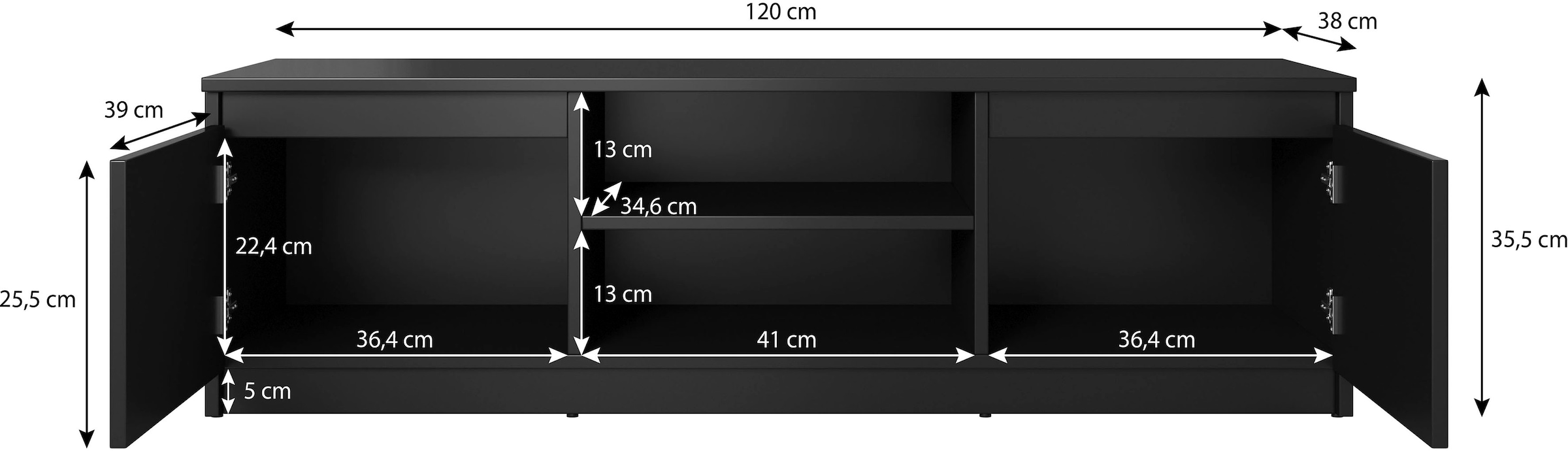INOSIGN Lowboard »DINGO«, zeitloser TV-Schrank, TV-Board Breite 120 cm, grifflose Fernsehschrank